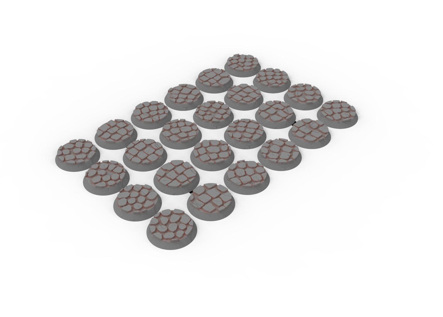 Civil - Textured Round Bases, lot of 25mm to 130mm pavement usable for Oldhammer, saga, age of sigmar, confrontation, wargame...