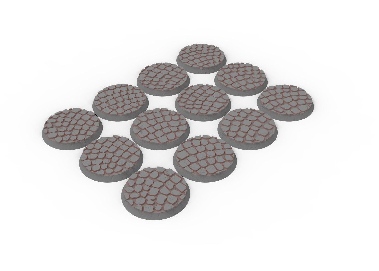 Civil - Textured Round Bases, lot of 25mm to 130mm pavement usable for Oldhammer, saga, age of sigmar, confrontation, wargame...