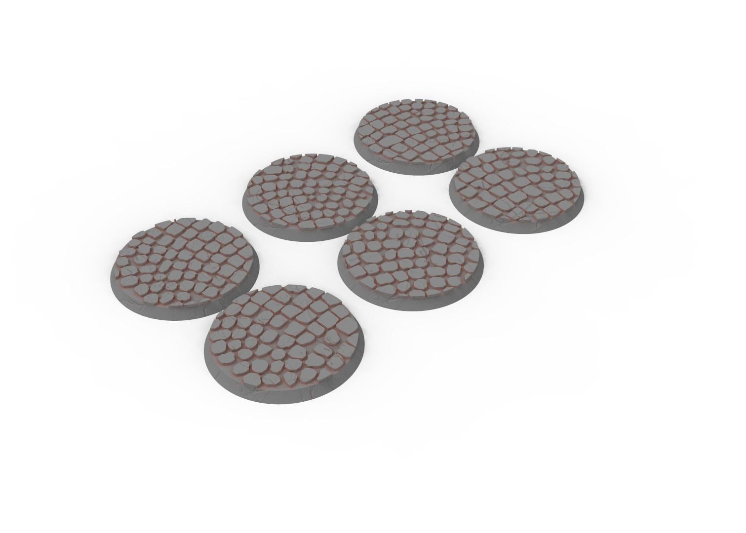 Civil - Textured Round Bases, lot of 25mm to 130mm pavement usable for Oldhammer, saga, age of sigmar, confrontation, wargame...