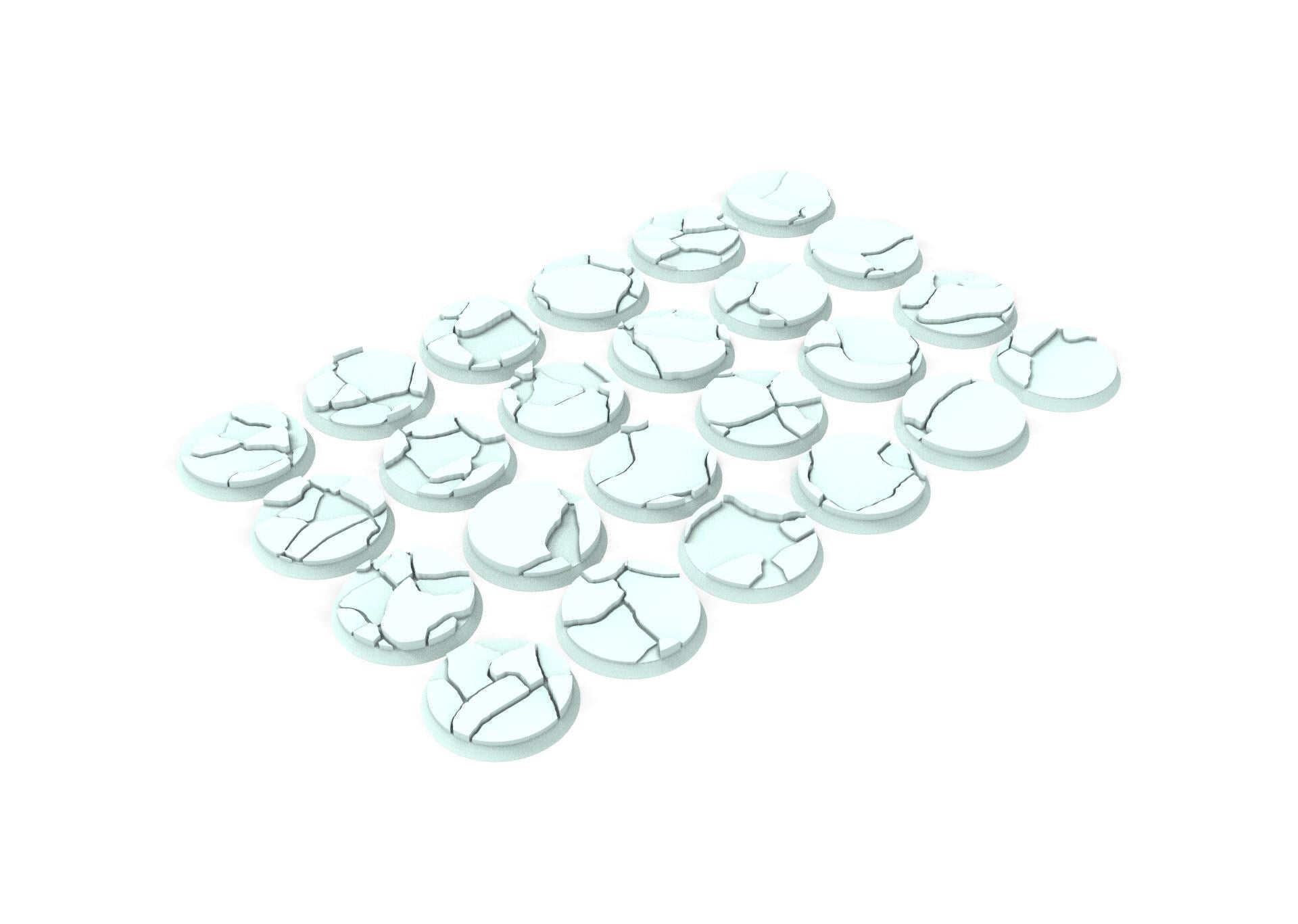 Military Base - Textured Round Bases, lot of 25mm to 160mm MILBS set Ice usable for warmachine, wargame...