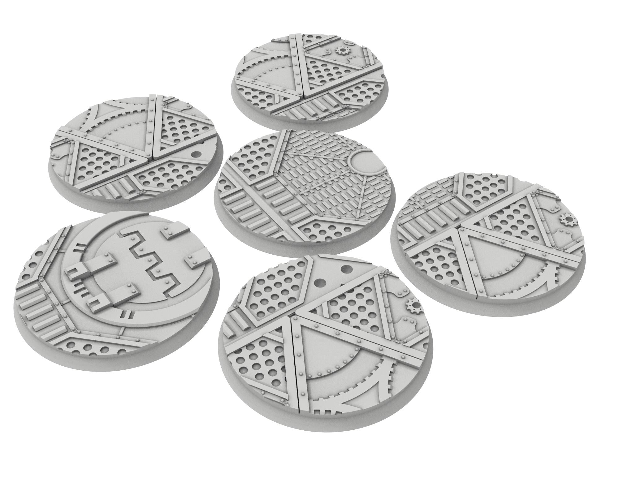 Military Base - Textured Round Bases, lot of 25mm to 160mm MILBS set Metalic industrial ground usable for warmachine, wargame...