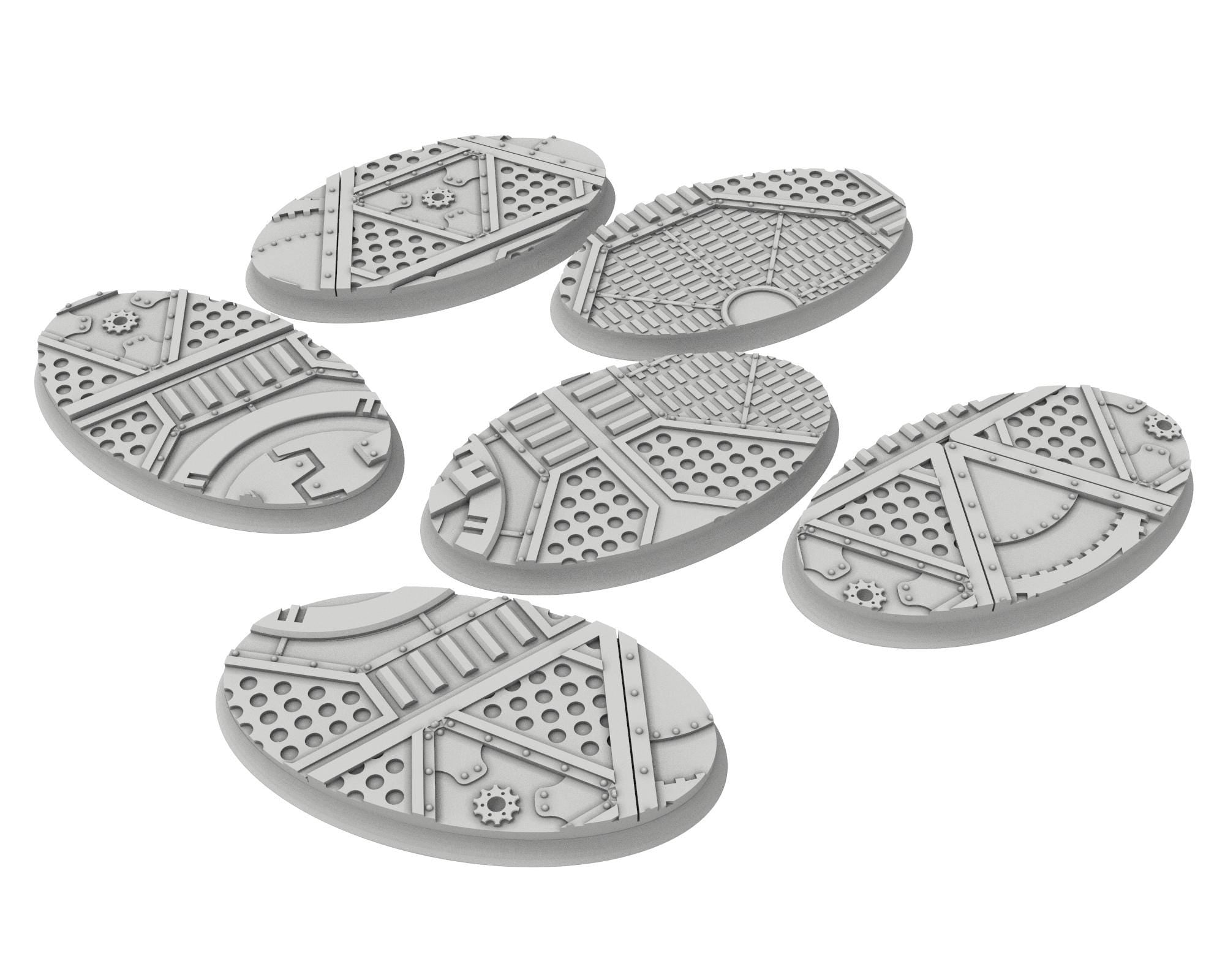 Military Base - Textured Oval Bases, lot of 60mm to 170mm MILBS set Metalic usable for warmachine, wargame...