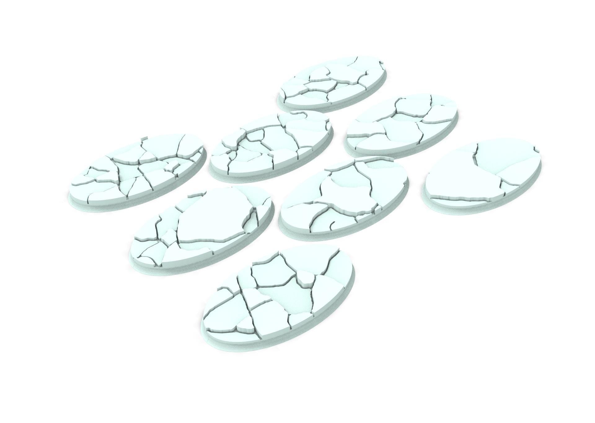 Military Base - Textured Oval Bases, lot of 60mm to 170mm MILBS set Ice usable for warmachine, wargame...
