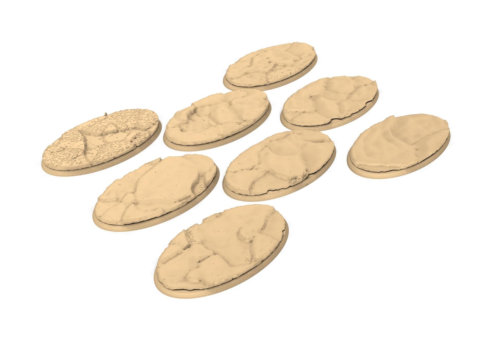 Tenkyo - Textured Oval Bases, lot of 60mm to 170mm Desertic TNKYO set 2 usable for warmachine, wargame...