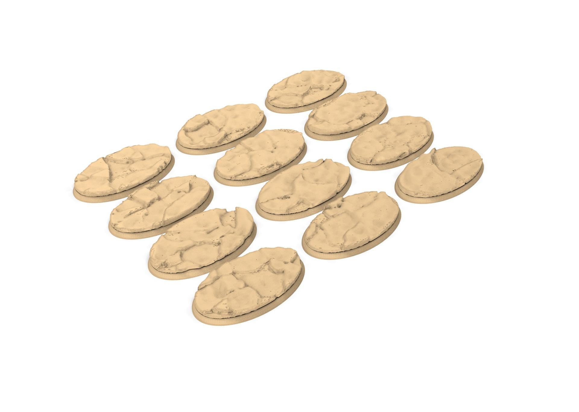 Tenkyo - Textured Oval Bases, lot of 60mm to 170mm Desertic TNKYO set 2 usable for warmachine, wargame...