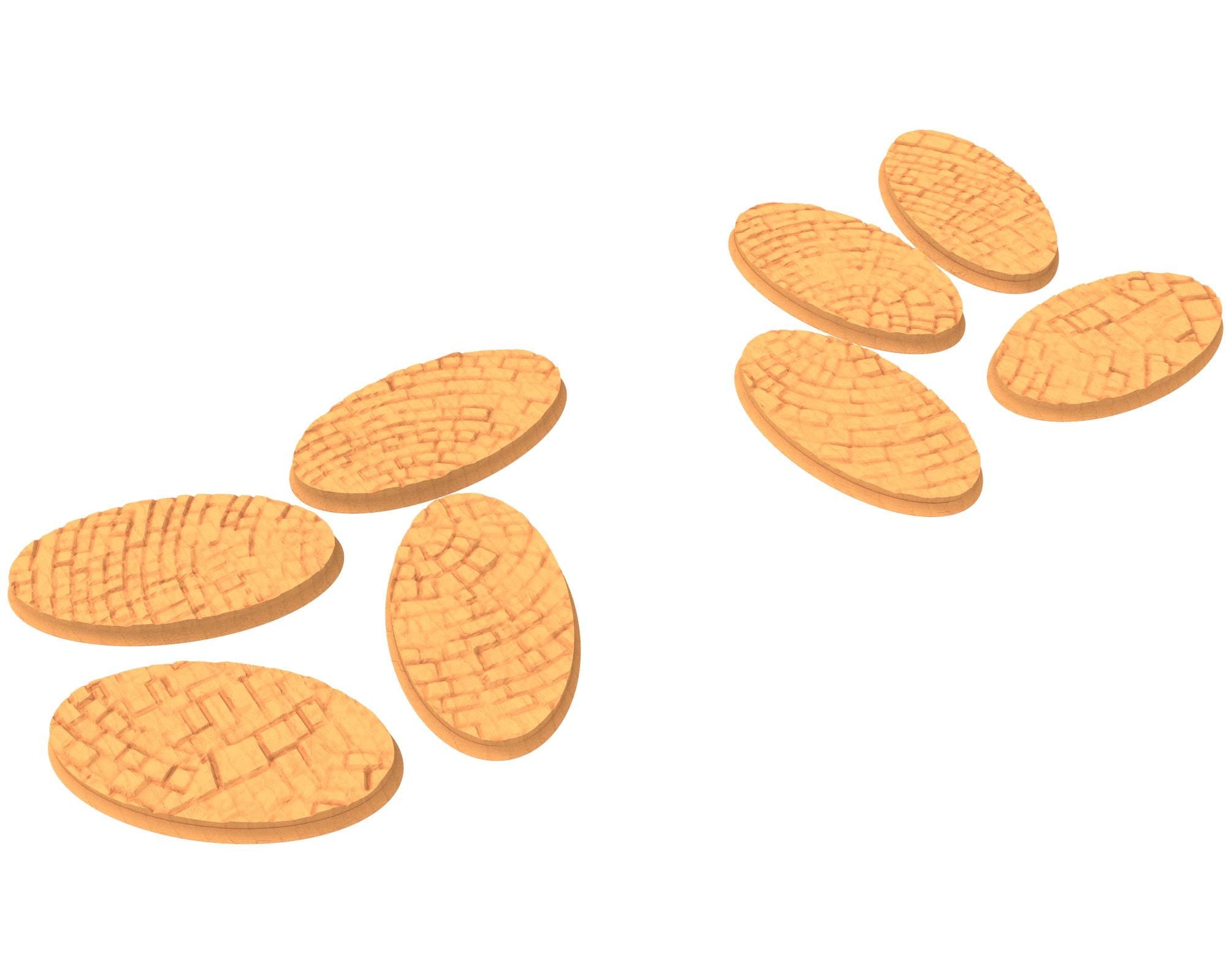 Tenkyo - Textured Oval Bases, lot of 60mm to 170mm Pavement TNKYO set 1 usable for warmachine, wargame...