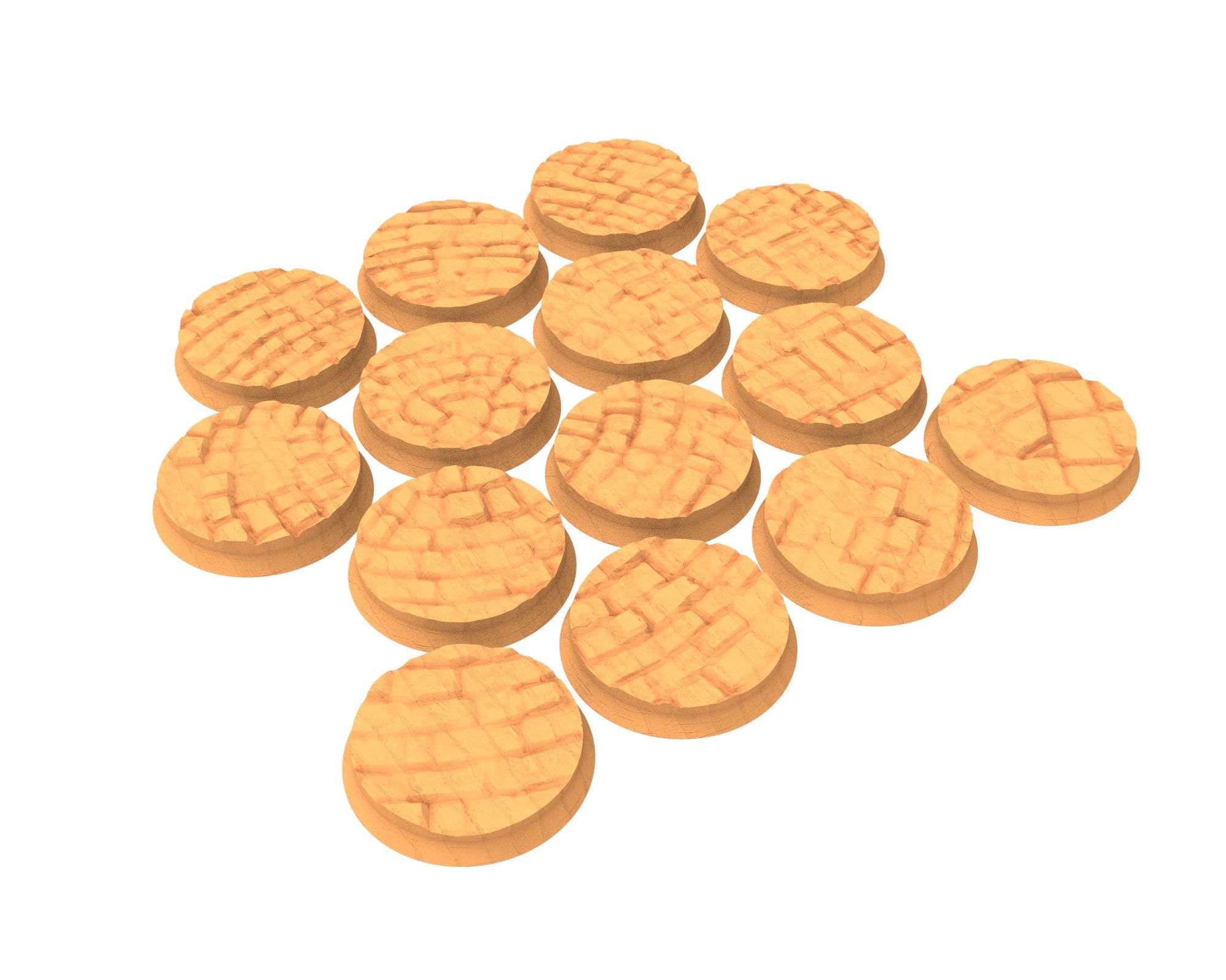 Tenkyo - Textured Round Bases, lot of 25mm to 160mm Pavement TNKYO set 1 usable for warmachine, wargame...