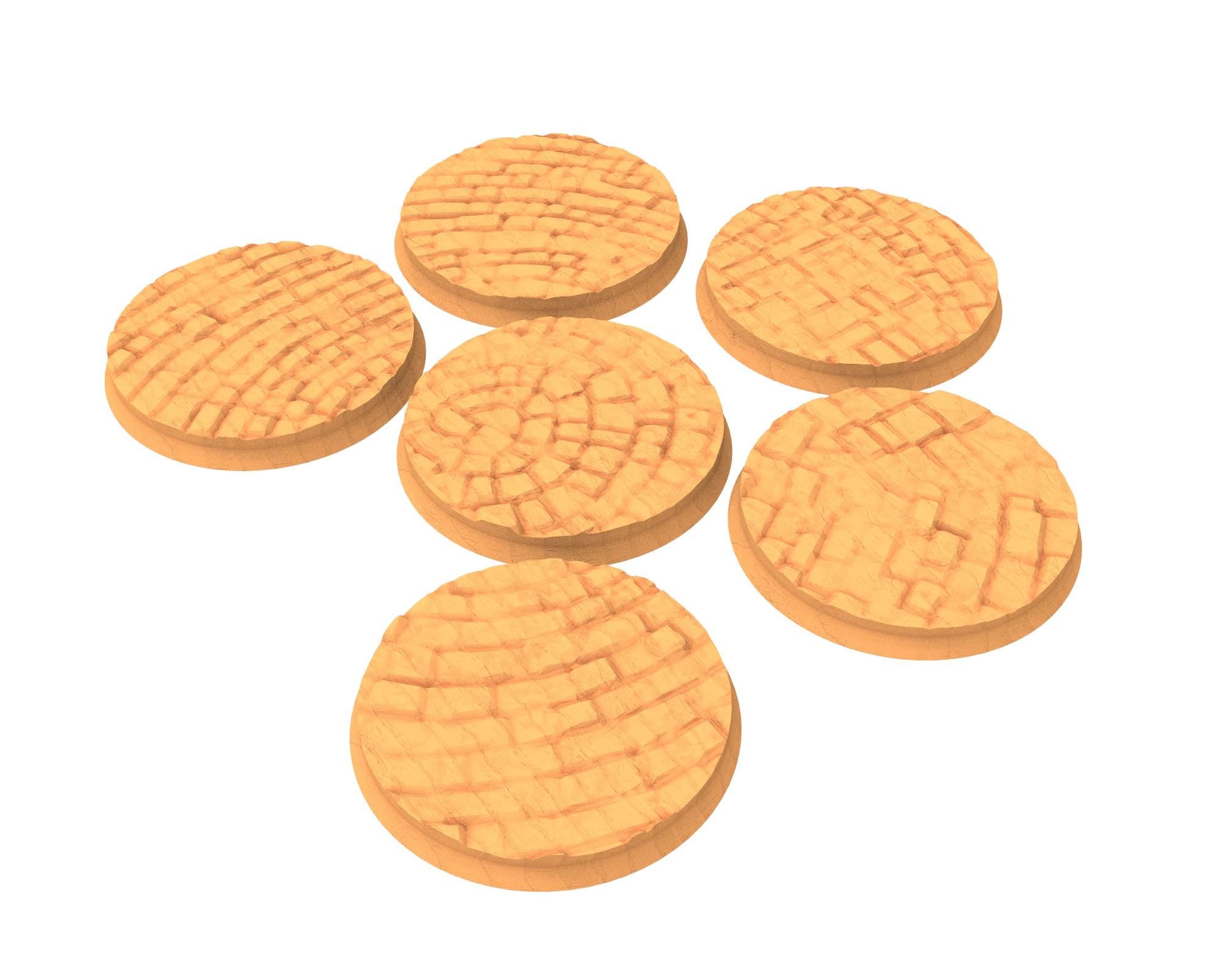 Tenkyo - Textured Round Bases, lot of 25mm to 160mm Pavement TNKYO set 1 usable for warmachine, wargame...