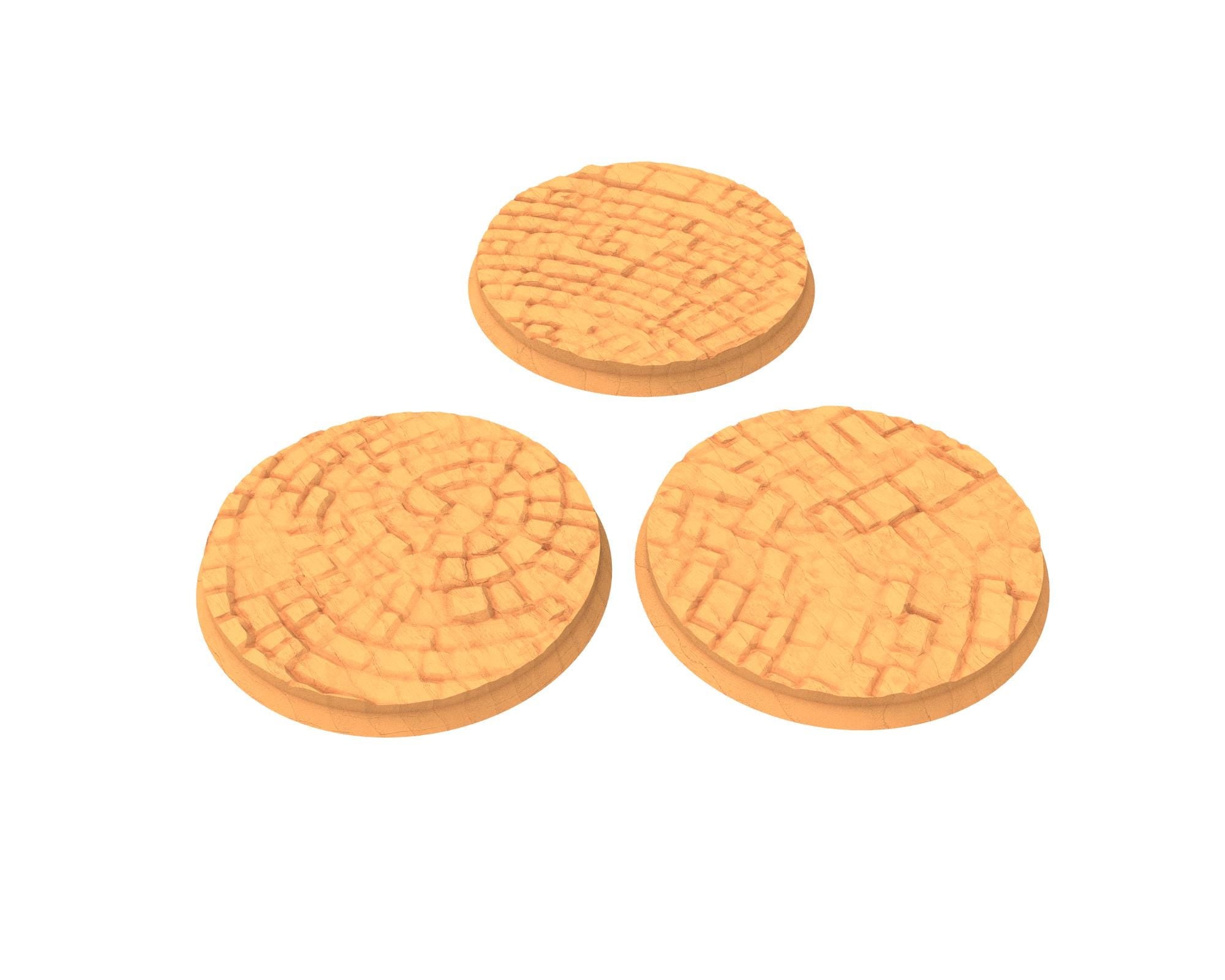 Tenkyo - Textured Round Bases, lot of 25mm to 160mm Pavement TNKYO set 1 usable for warmachine, wargame...