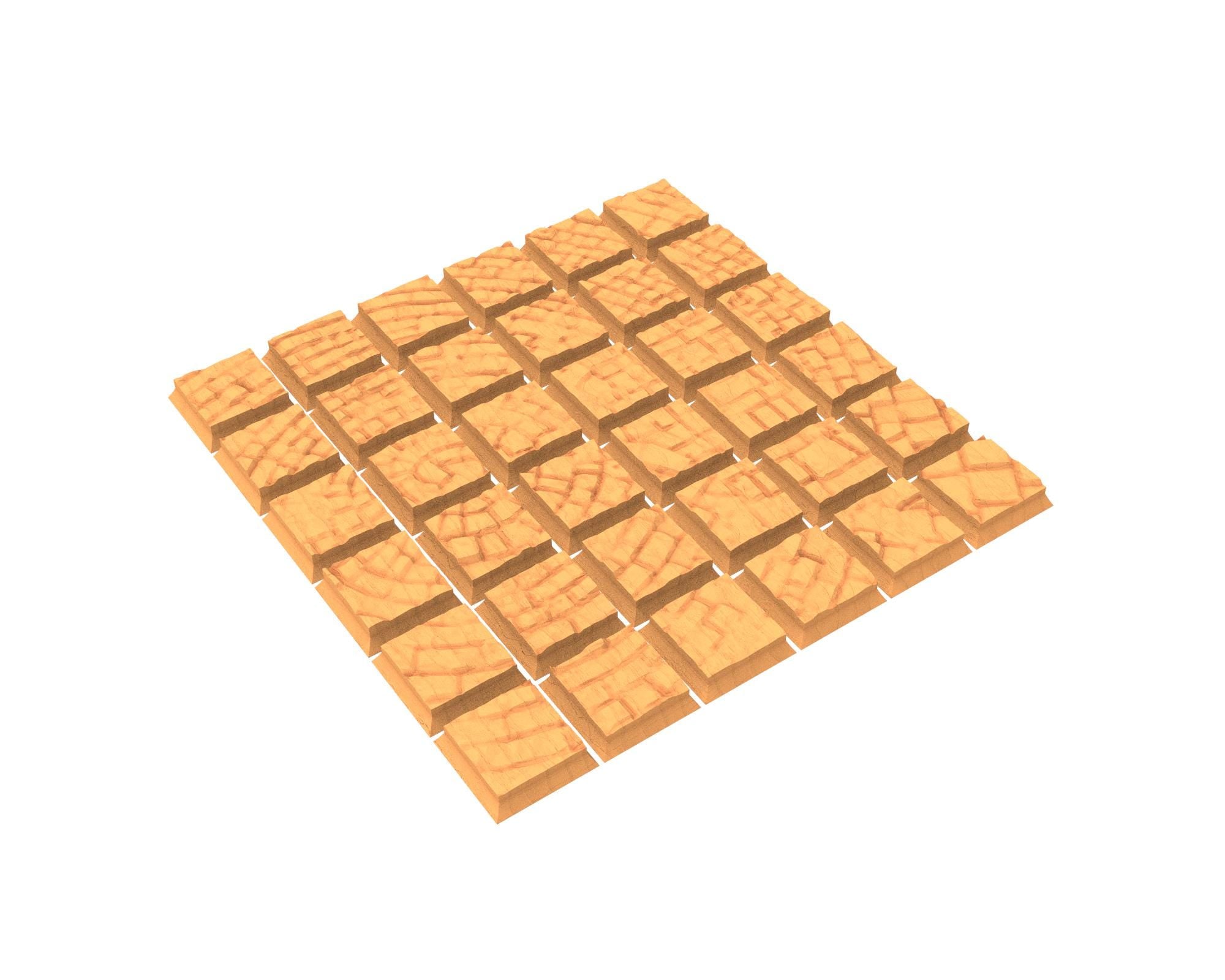 Tenkyo - Textured Square Bases, lot 20mm to 100mm Pavement TNKYO set 1 usable for Oldhammer, 9th age, King of war, Confrontation, wargame...