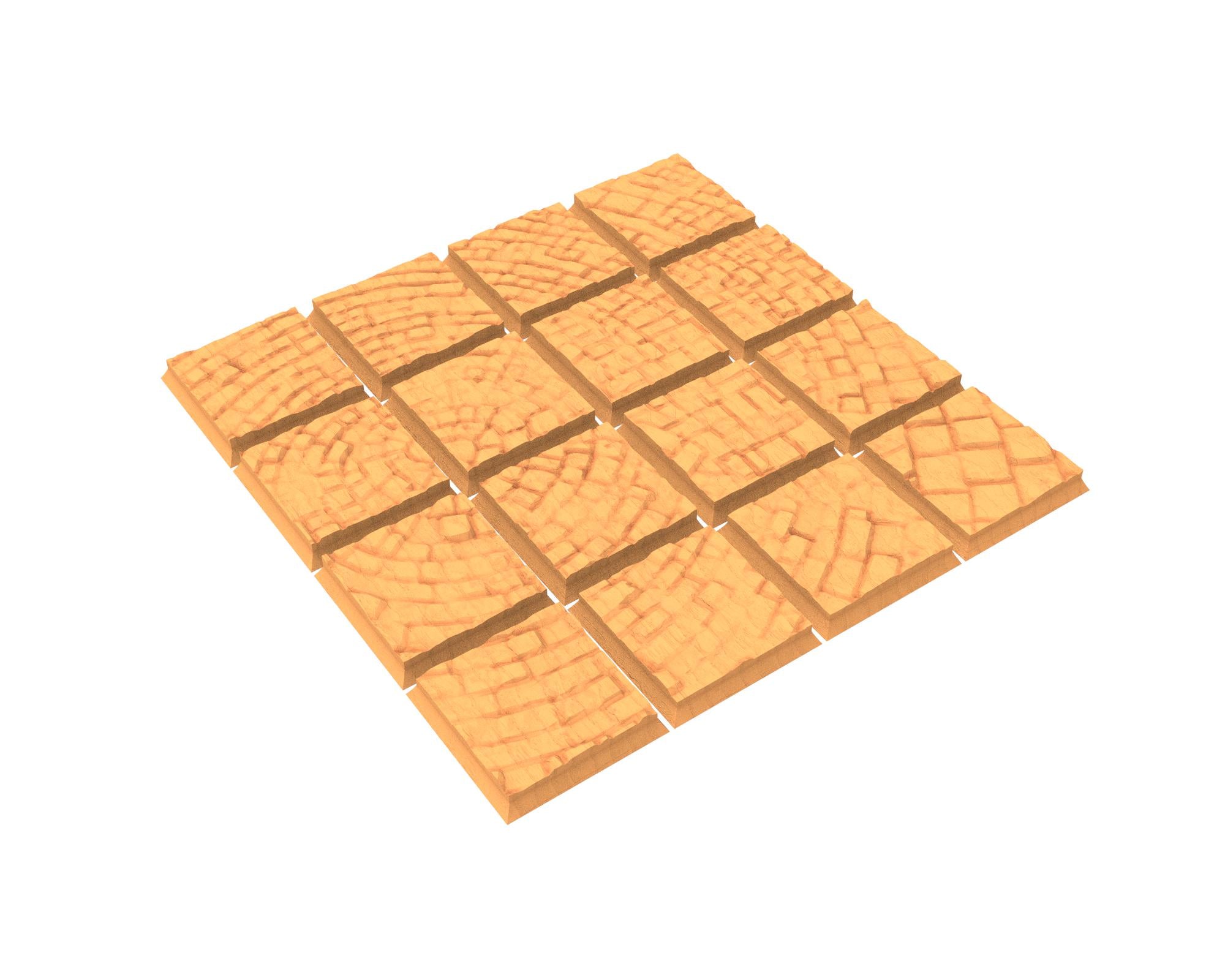 Tenkyo - Textured Square Bases, lot 20mm to 100mm Pavement TNKYO set 1 usable for Oldhammer, 9th age, King of war, Confrontation, wargame...