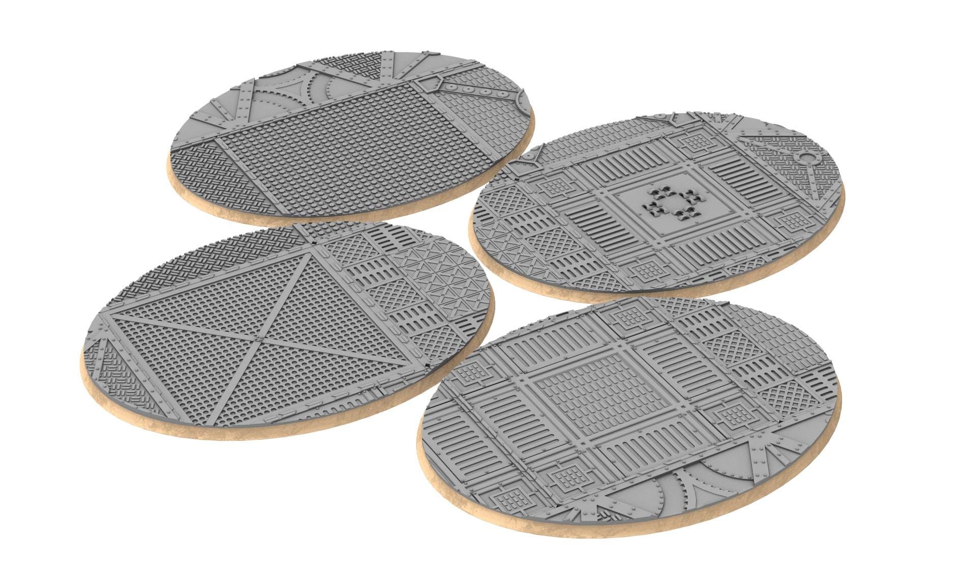 Industrial - Textured Oval Bases, lot of 60mm to 170mm INDRV Factory ground usable for warmachine, wargame...
