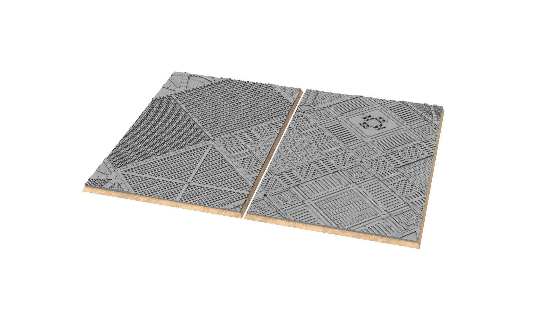 Industrial - Textured Rectangular Bases, lot of 50x25mm to 150x100mm INDRV Factory ground usable for Oldhammer, 9th age, King of war...