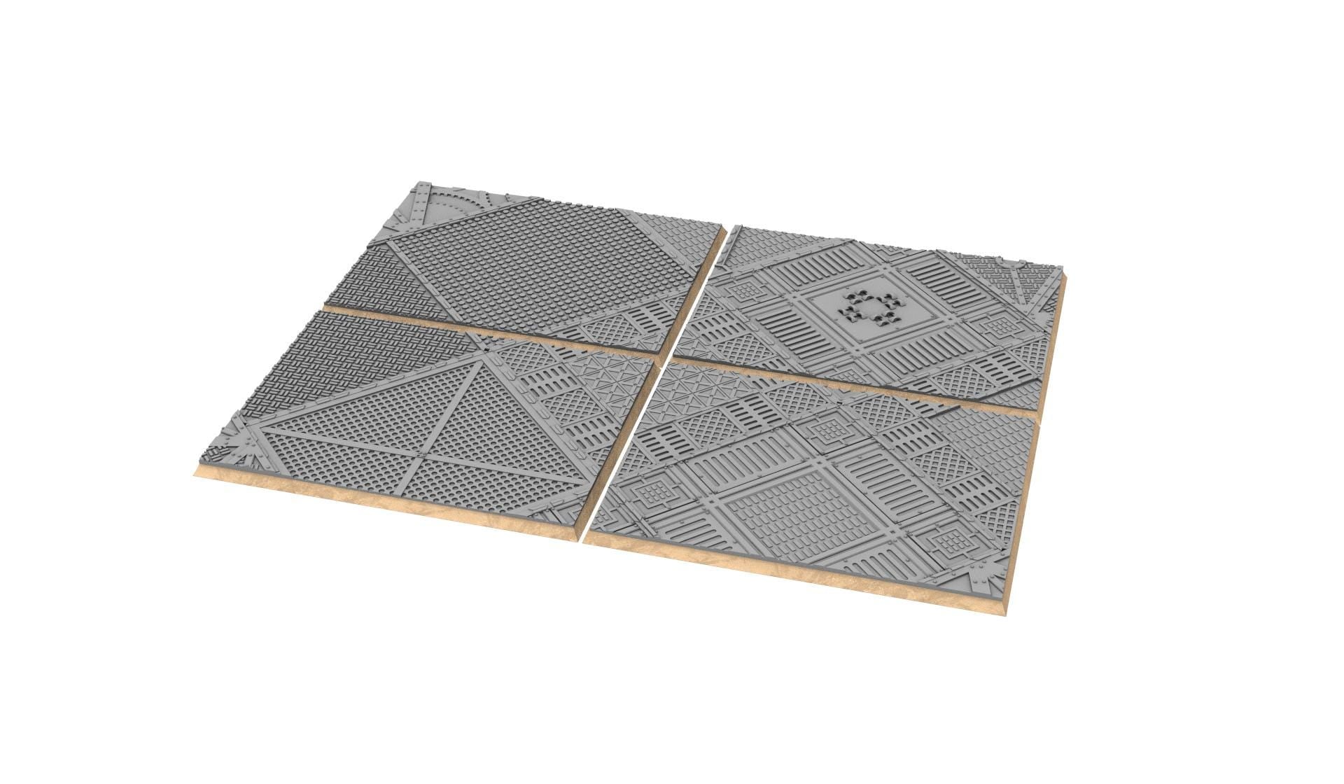 Industrial - Textured Rectangular Bases, lot of 50x25mm to 150x100mm INDRV Factory ground usable for Oldhammer, 9th age, King of war...