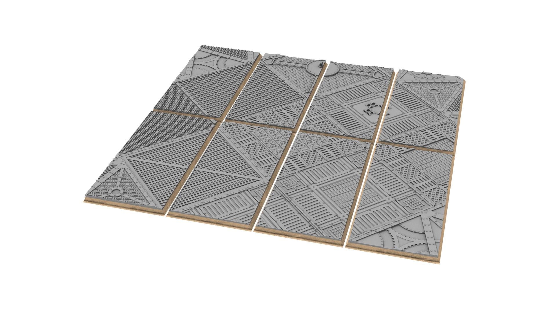 Industrial - Textured Rectangular Bases, lot of 50x25mm to 150x100mm INDRV Factory ground usable for Oldhammer, 9th age, King of war...