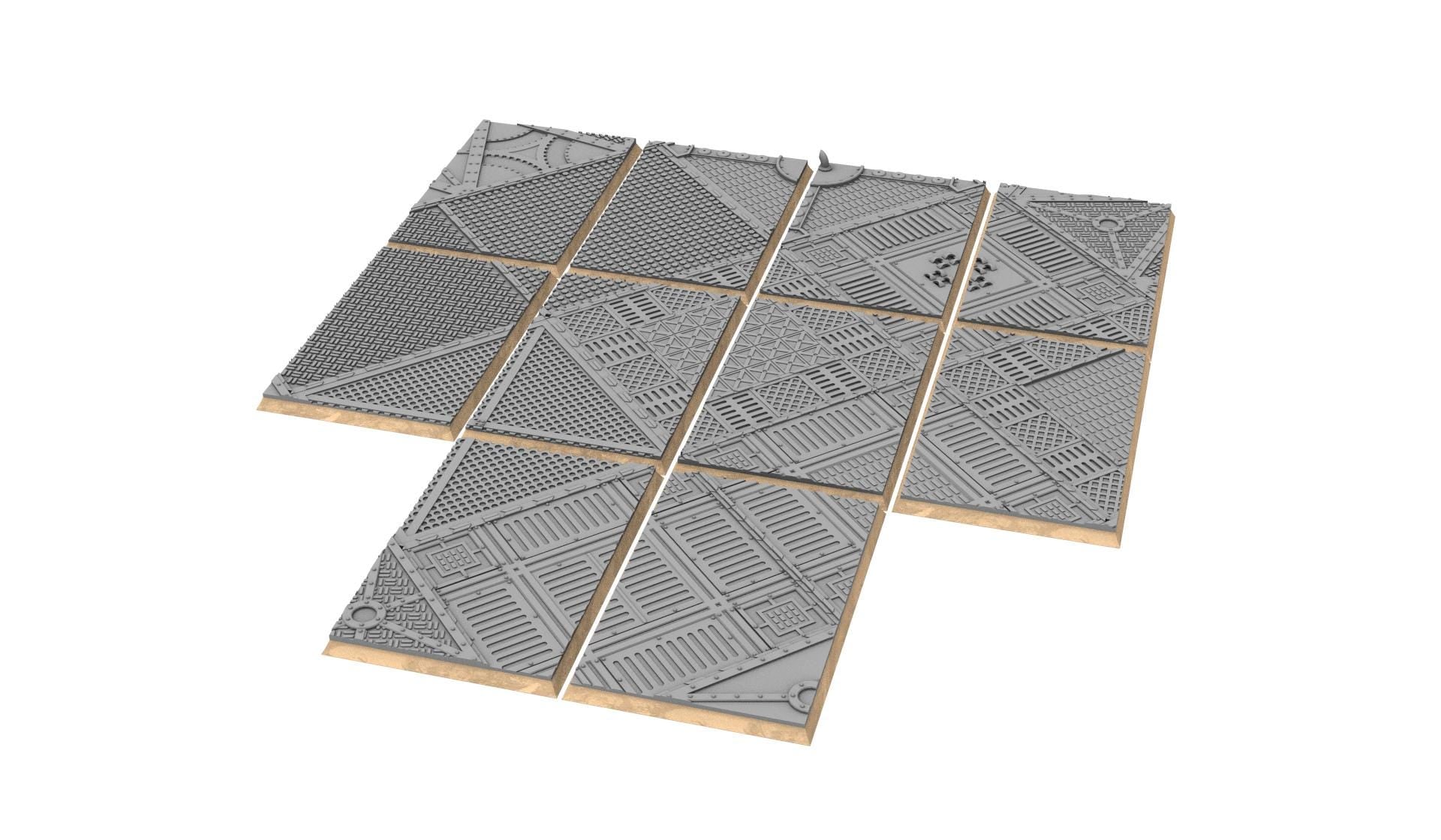 Industrial - Textured Rectangular Bases, lot of 50x25mm to 150x100mm INDRV Factory ground usable for Oldhammer, 9th age, King of war...