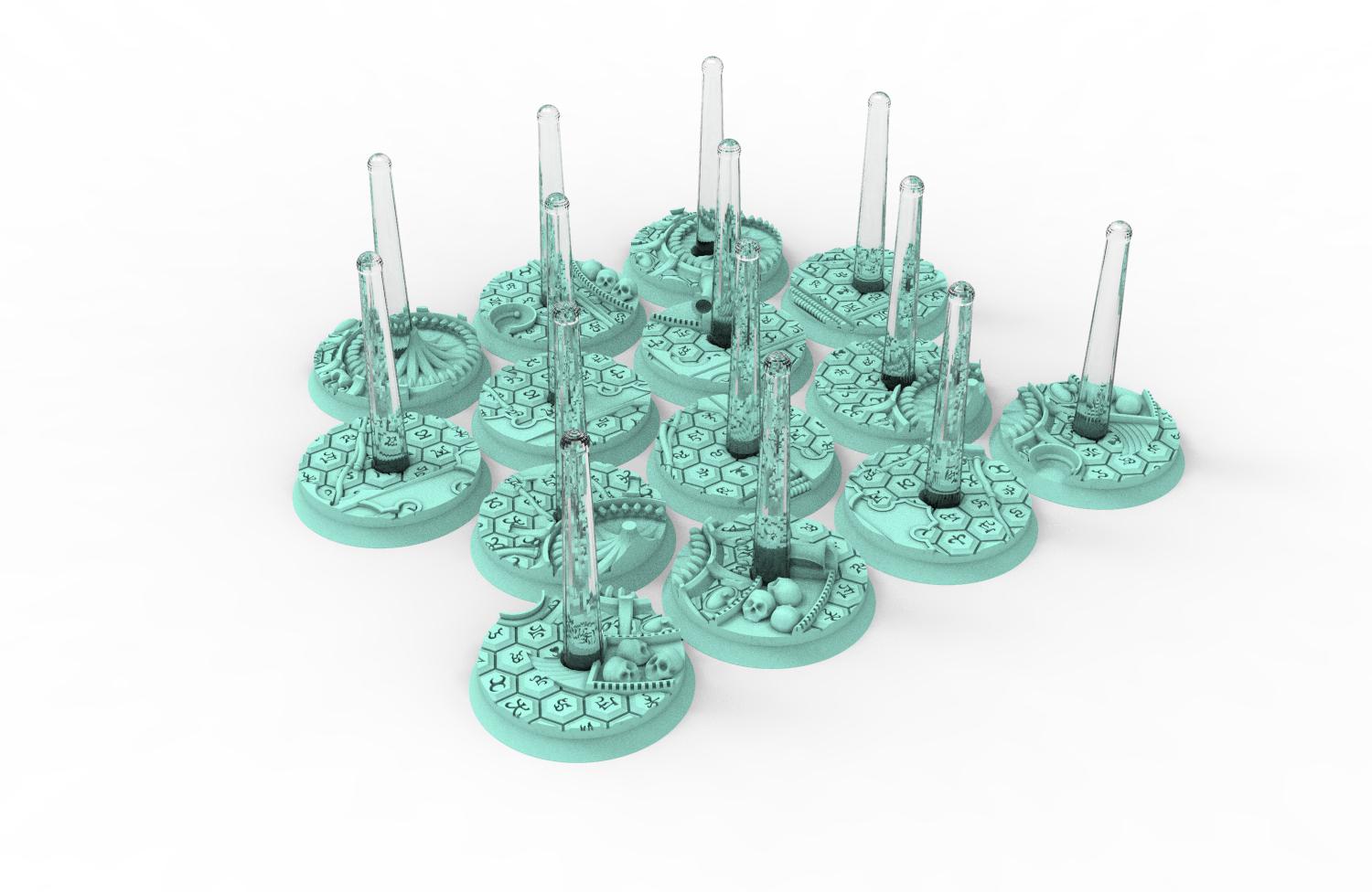 Dark City - Lot of 25mm to 64mm round bases & textures dark city usable for saga, confrontation, wargame...