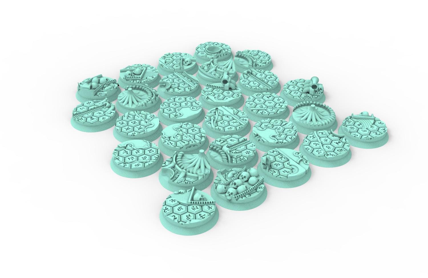 Dark City - Lot of 25mm to 64mm round bases & textures dark city usable for saga, confrontation, wargame...