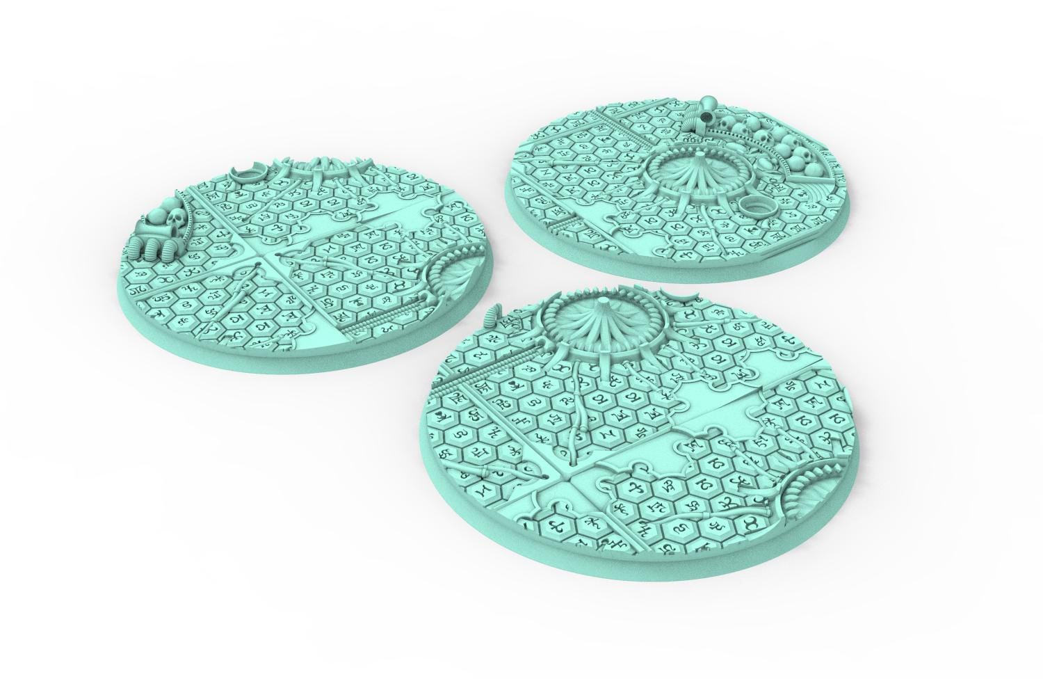 Dark City - Lot of 25mm to 64mm round bases & textures dark city usable for saga, confrontation, wargame...