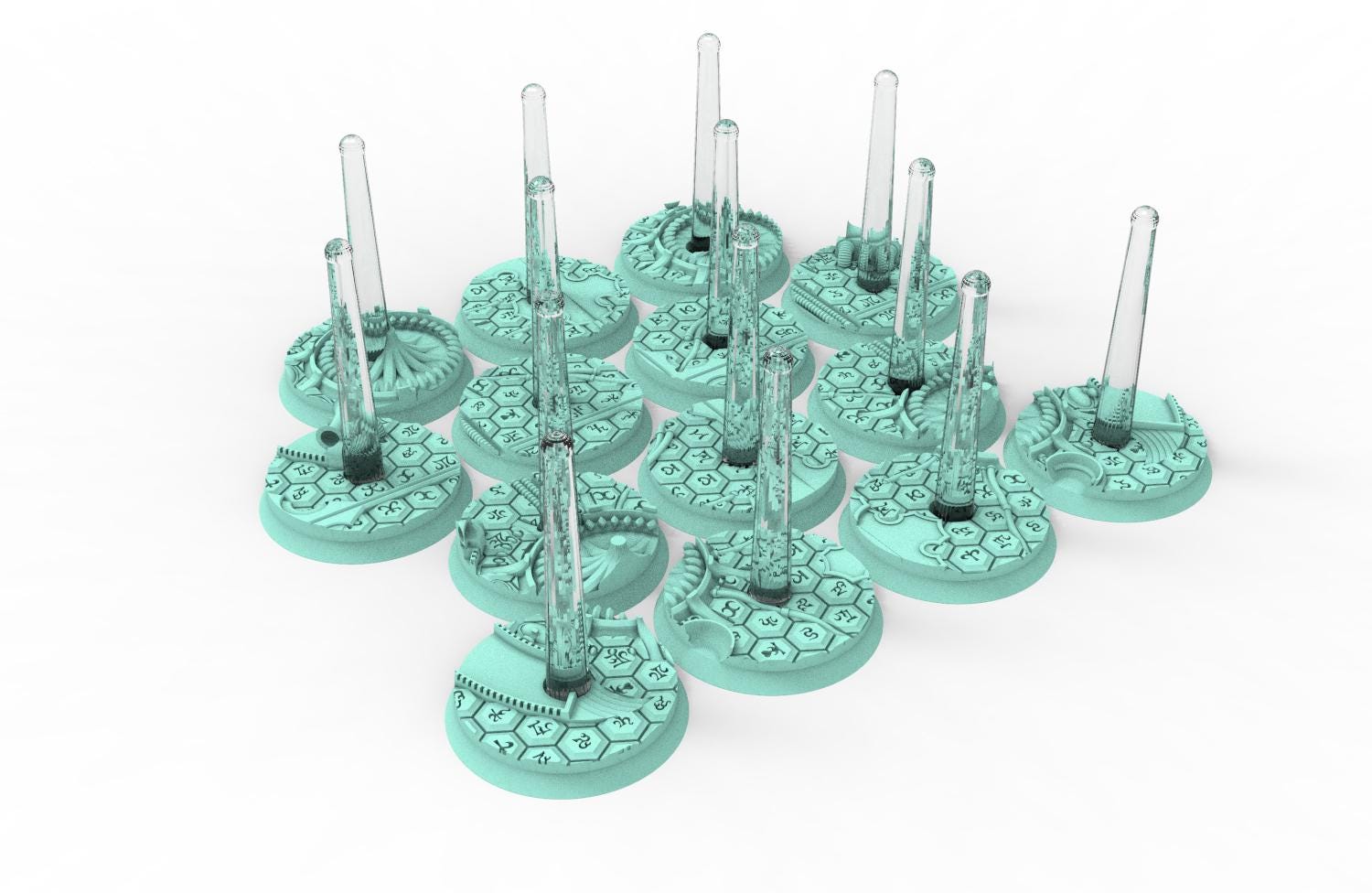 Dark City - Textured Round Bases, lot of 25mm to 160mm DRKCT Eldar space fantasy elves runic ground set 4 usable for warmachine, wargame...