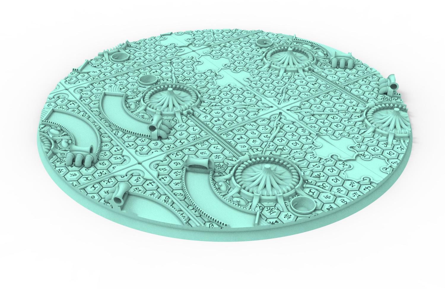 Dark City - Textured Round Bases, lot of 25mm to 160mm DRKCT Eldar space fantasy elves runic ground set 4 usable for warmachine, wargame...