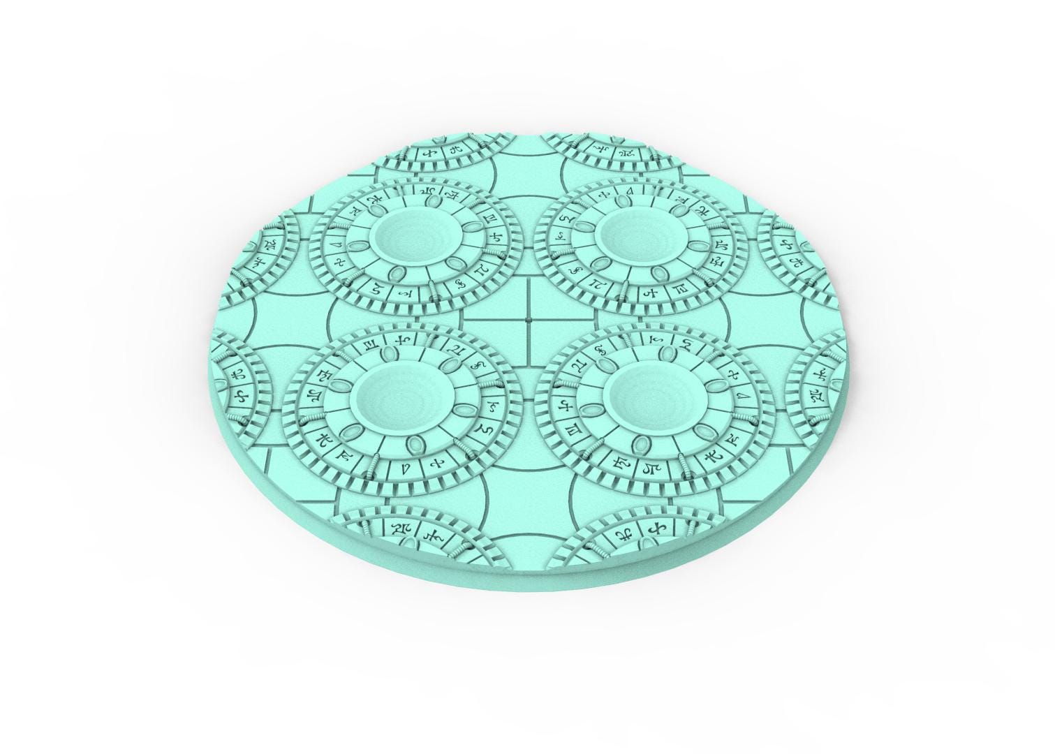 Dark City - Textured Round Bases, lot of 25mm to 160mm DRKCT Eldar space fantasy elves runic ground set 3 usable for warmachine, wargame...