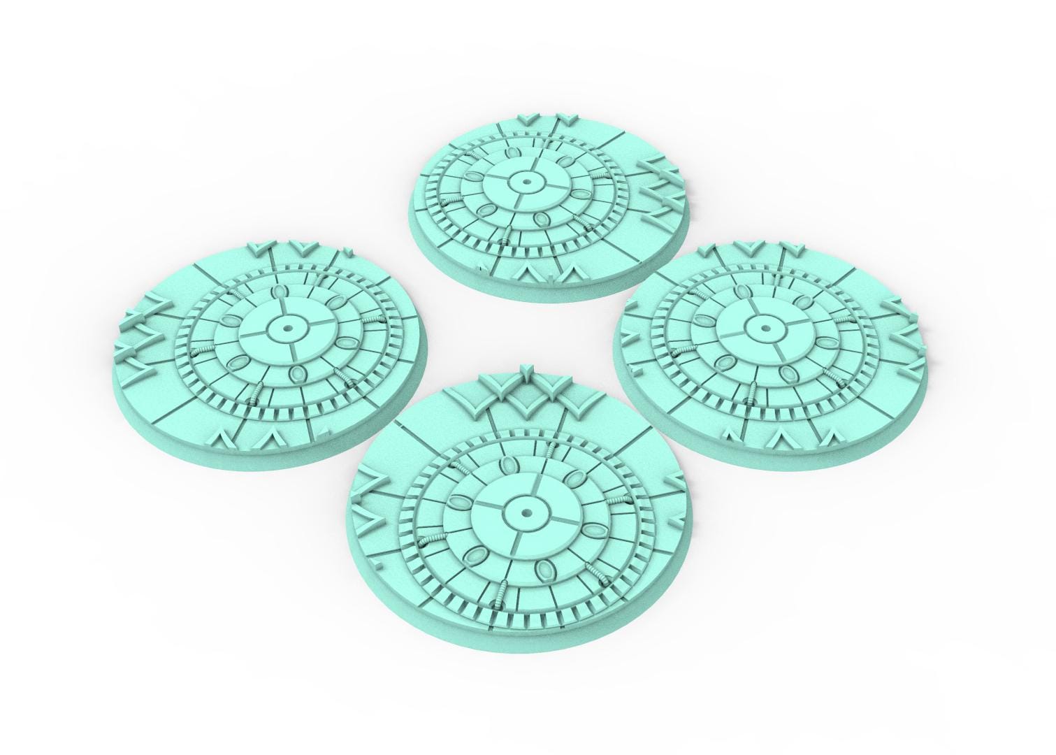 Dark City - Textured Round Bases, lot of 25mm to 160mm DRKCT Eldar space fantasy elves runic ground set 1 usable for warmachine, wargame...