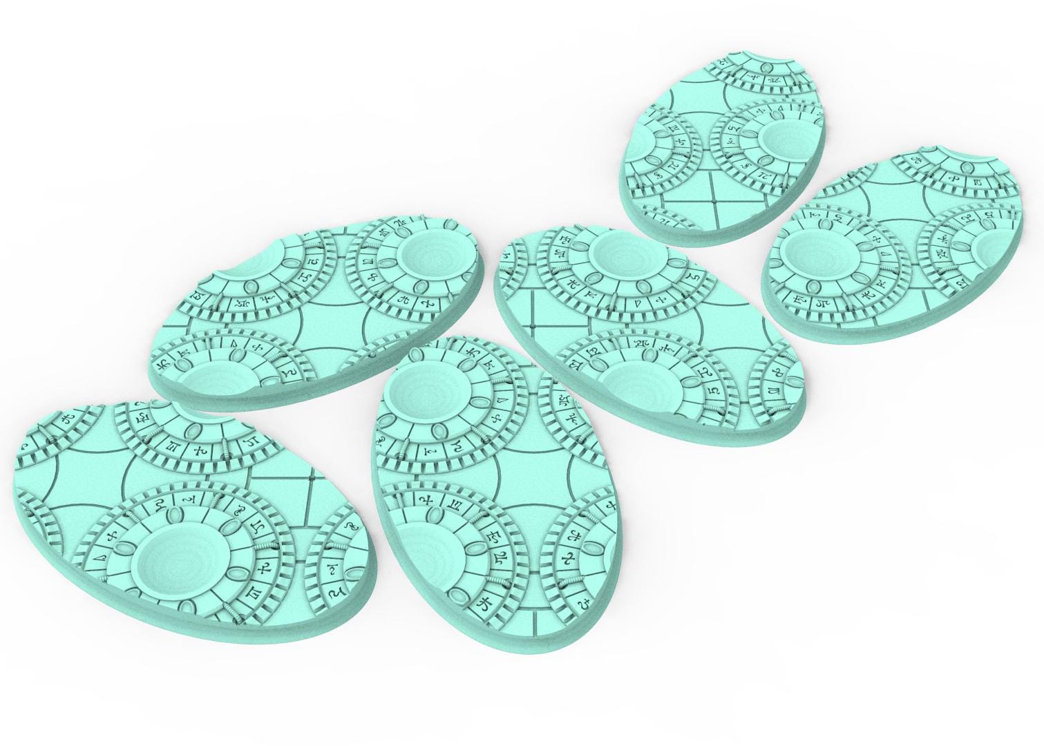 Dark City - Textured Oval Bases, lot of 60mm à 170mm, DRKCT Eldar space fantasy elves runic ground set 3 usable for warmachine, wargame...