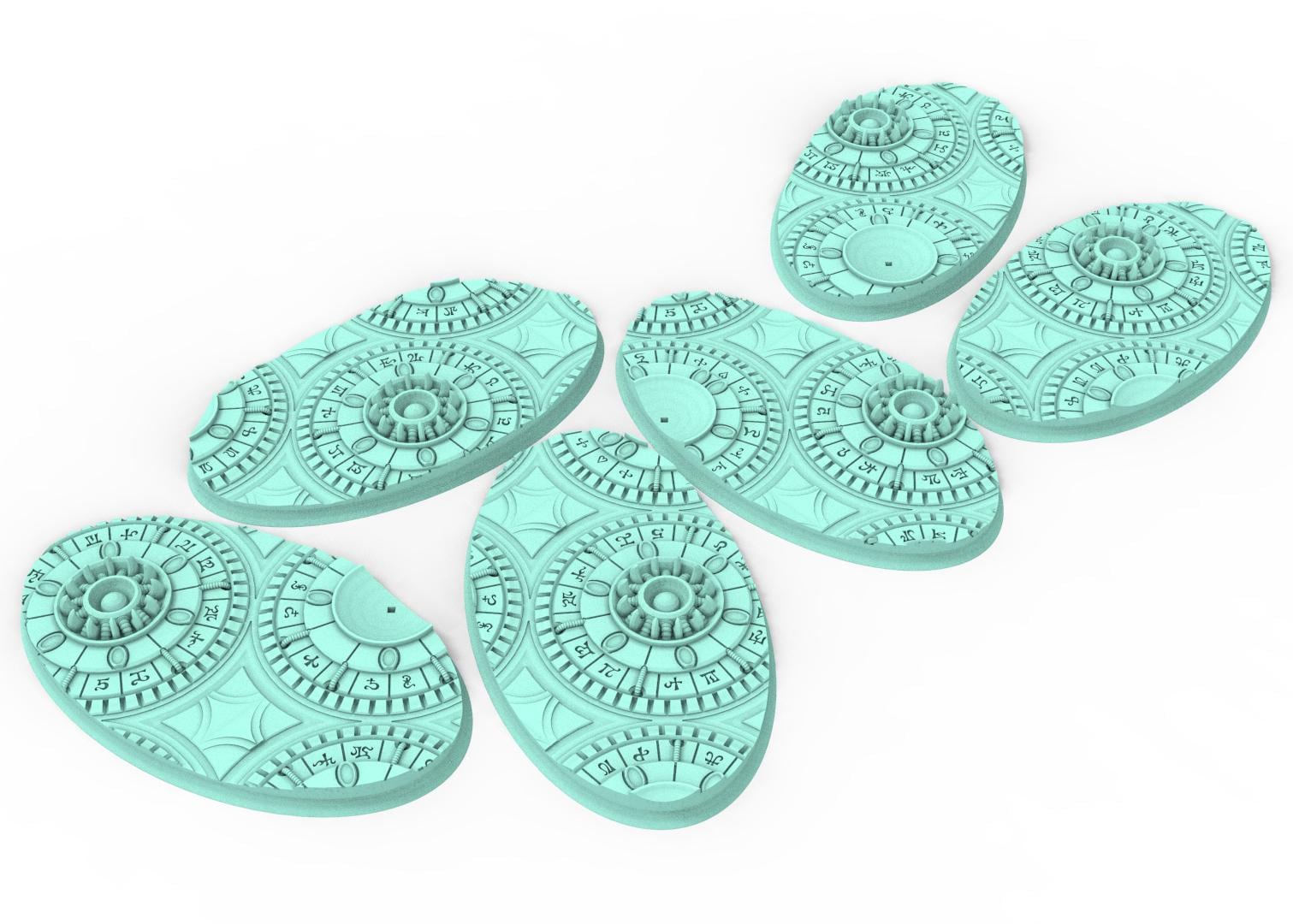 Dark City - Textured Oval Bases, lot of 60mm à 170mm, DRKCT Eldar space fantasy elves runic ground set 2 usable for warmachine, wargame...