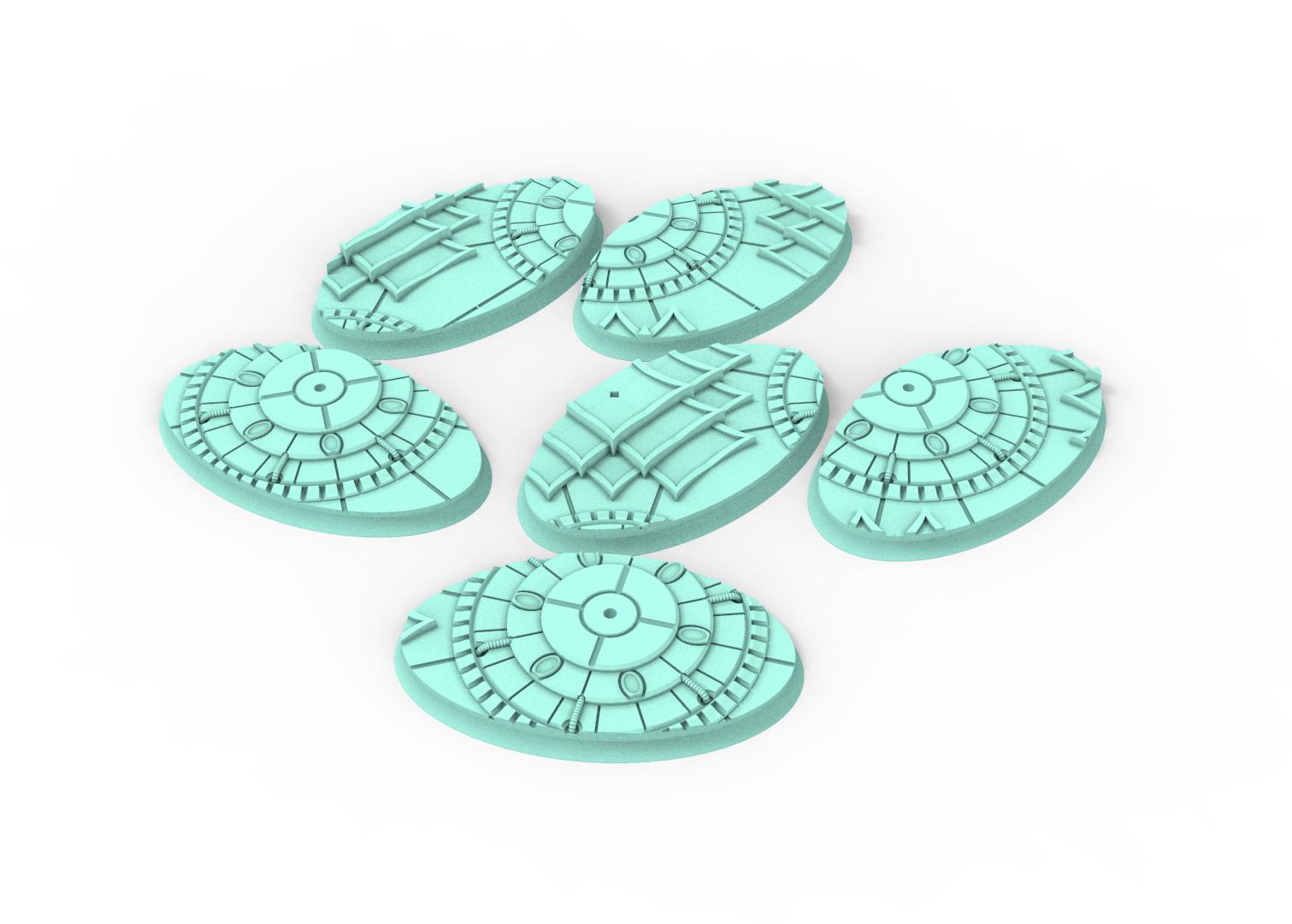 Dark City - Textured Oval Bases, lot of 60mm à 170mm, DRKCT Eldar space fantasy elves runic ground set 1 usable for warmachine, wargame...