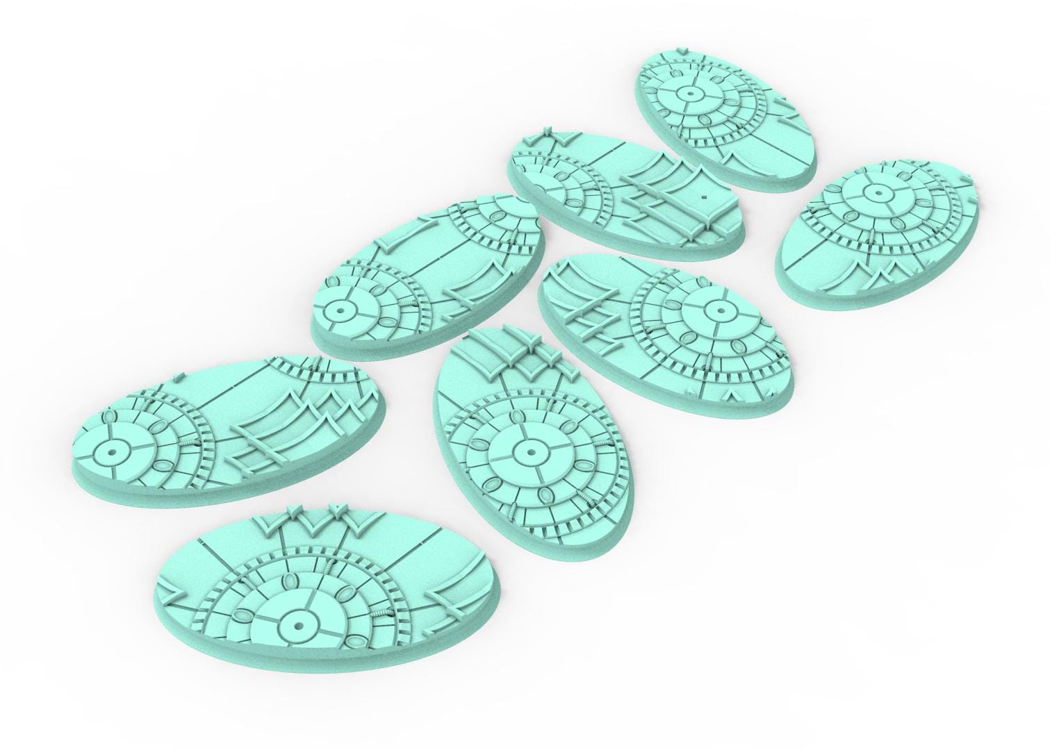 Dark City - Textured Oval Bases, lot of 60mm à 170mm, DRKCT Eldar space fantasy elves runic ground set 1 usable for warmachine, wargame...