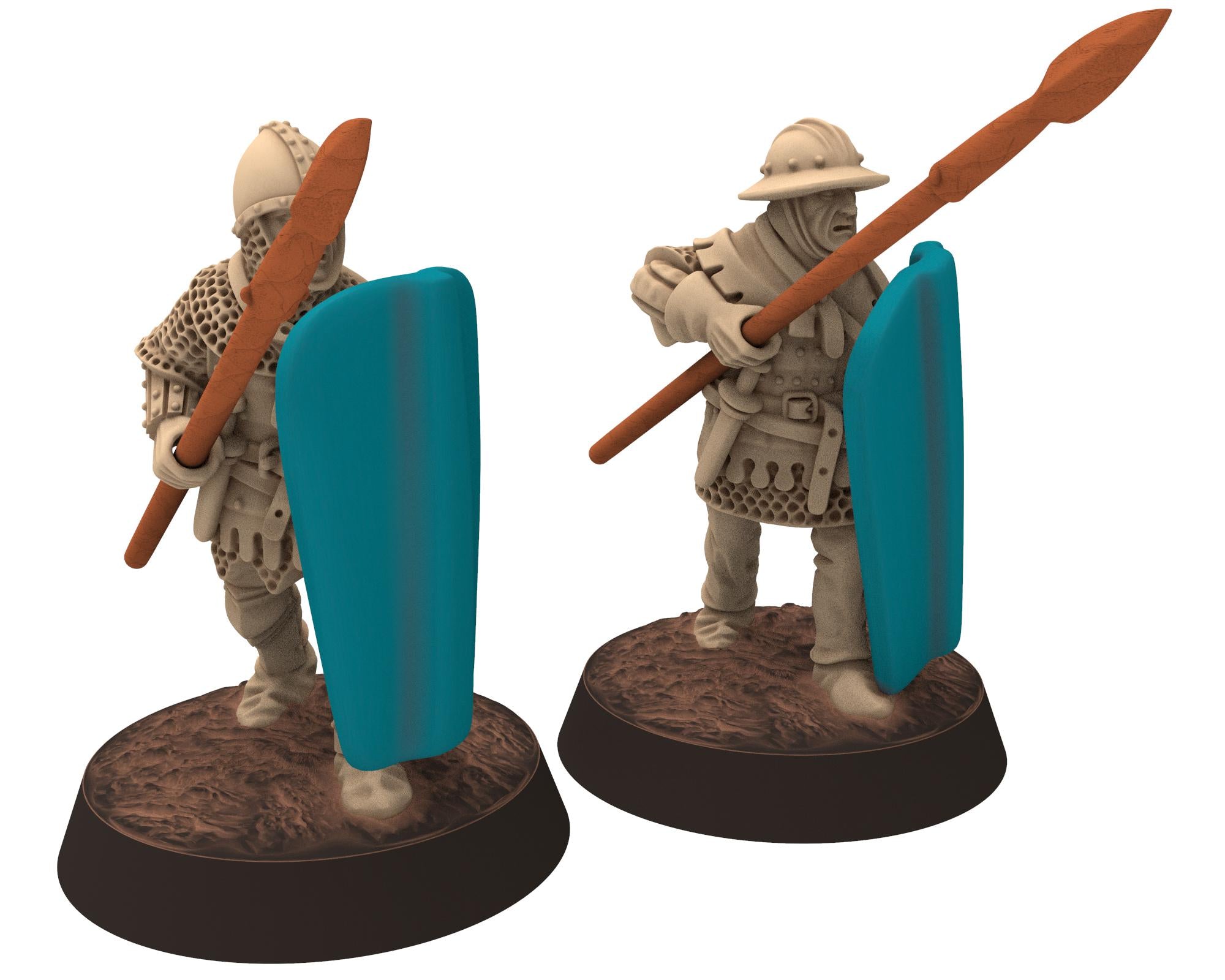 Medieval - France - French Men-at-arms part 2, Spearmen, Medieval soldiers 100 Years War, 28mm Historical Wargame... Medbury miniatures