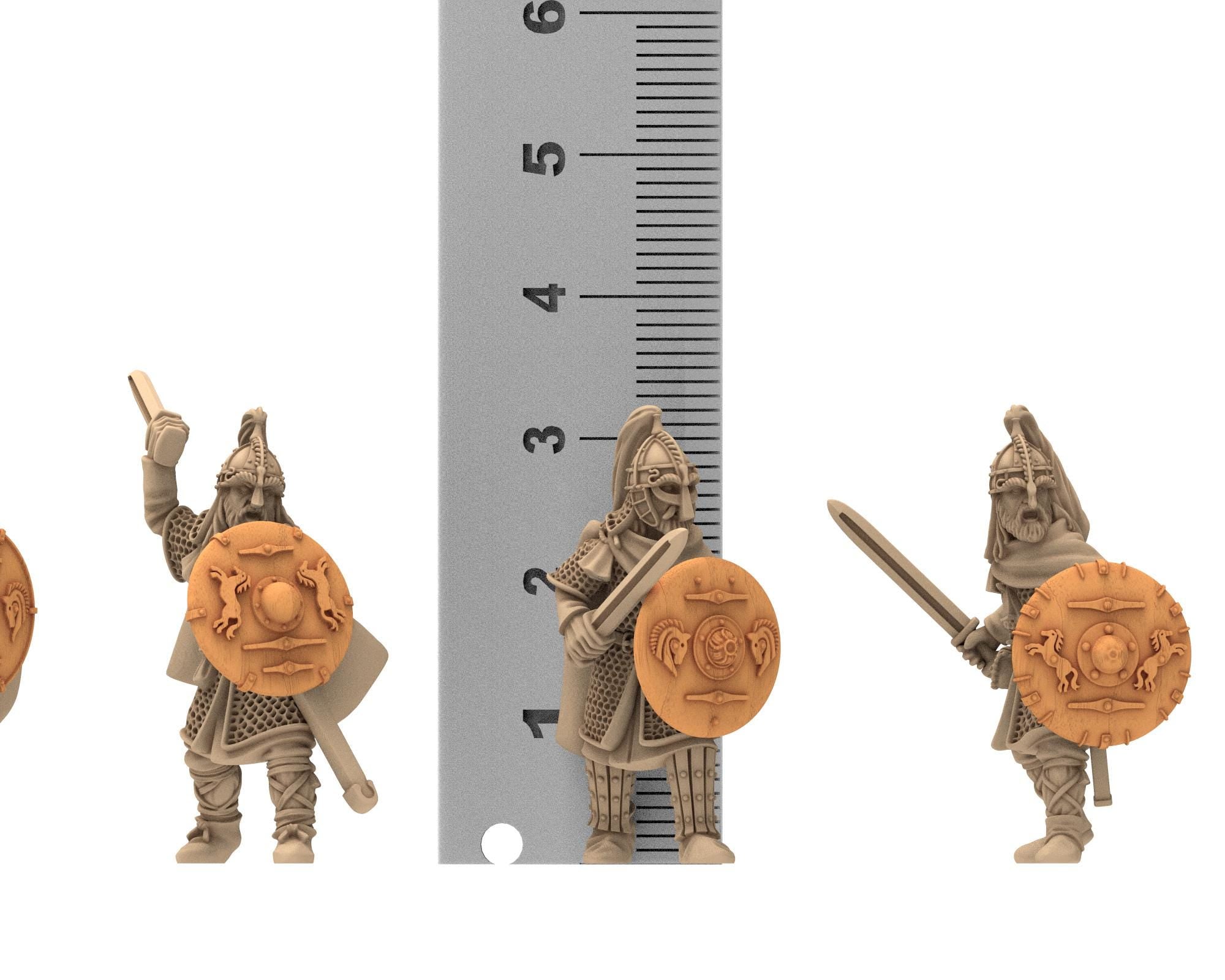 Vendel Era - Heroine Mounted and on foot, Germanic Tribe Warband, 7 century, miniatures 28mm for wargame Historical... Medbury miniature