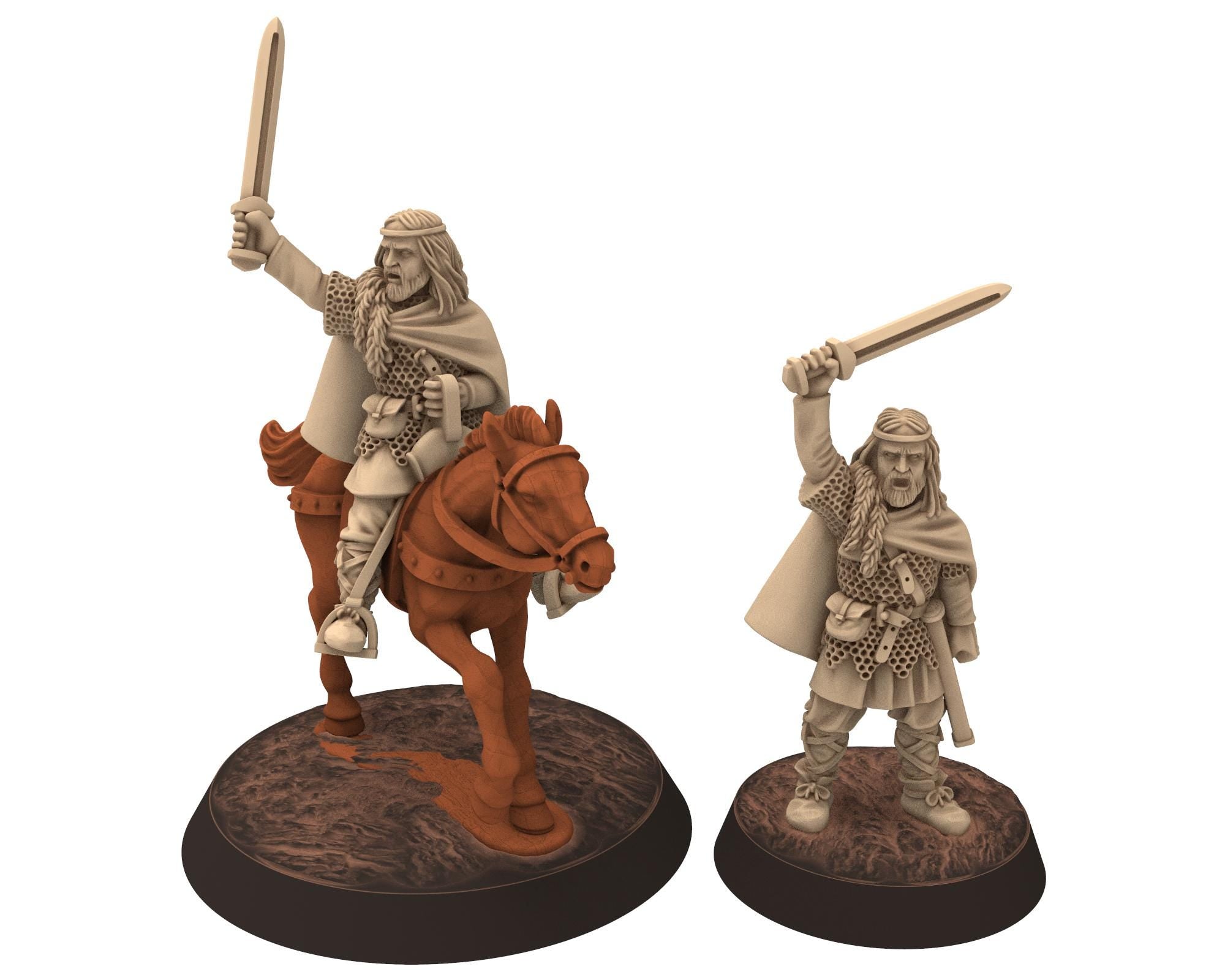 Vendel Era - Finn Hero Mounted and on foot, Germanic Tribe Warband, 7 century, miniatures 28mm for wargame Historical... Medbury miniature