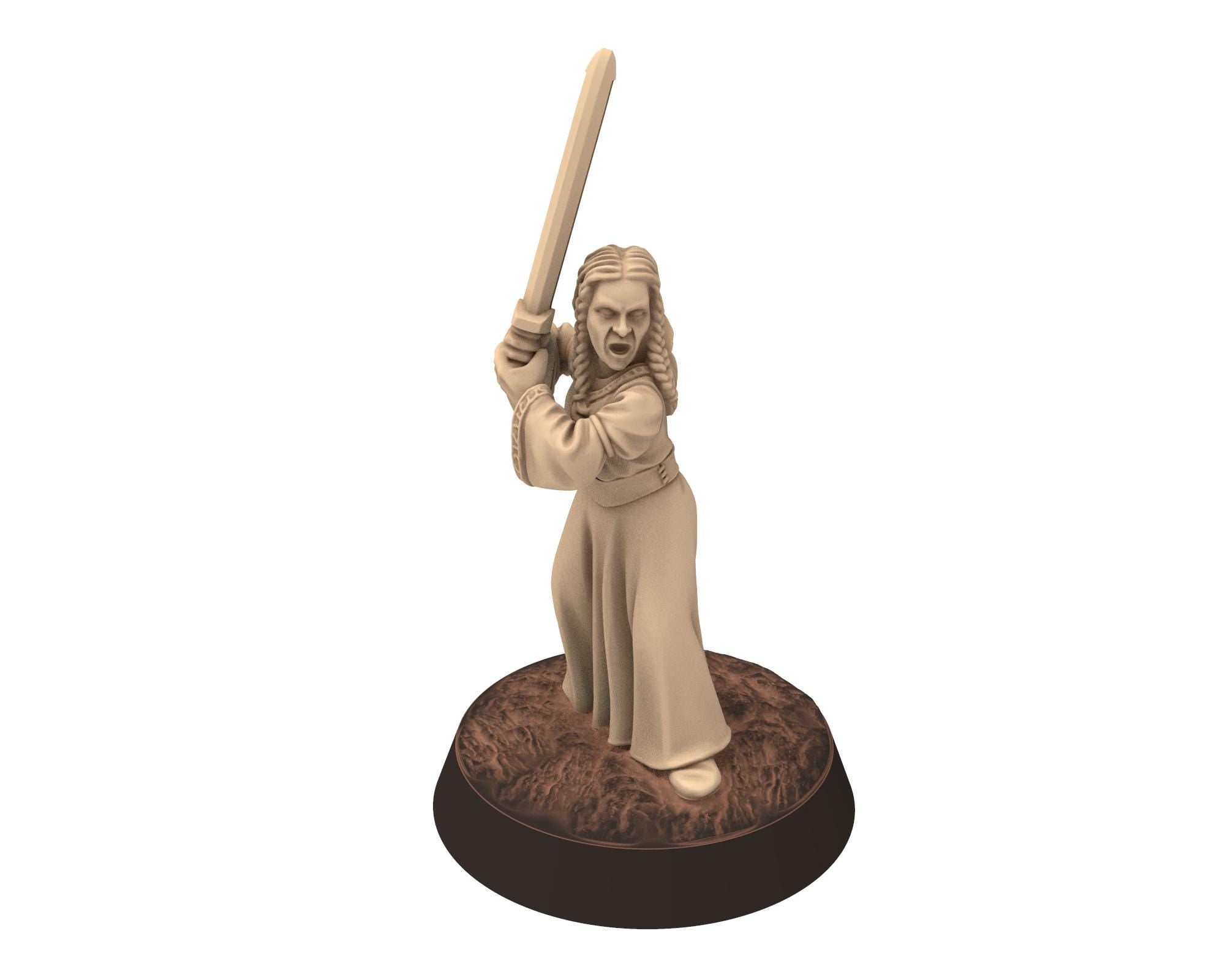 Vendel Era - Heroine Mounted and on foot, Germanic Tribe Warband, 7 century, miniatures 28mm for wargame Historical... Medbury miniature