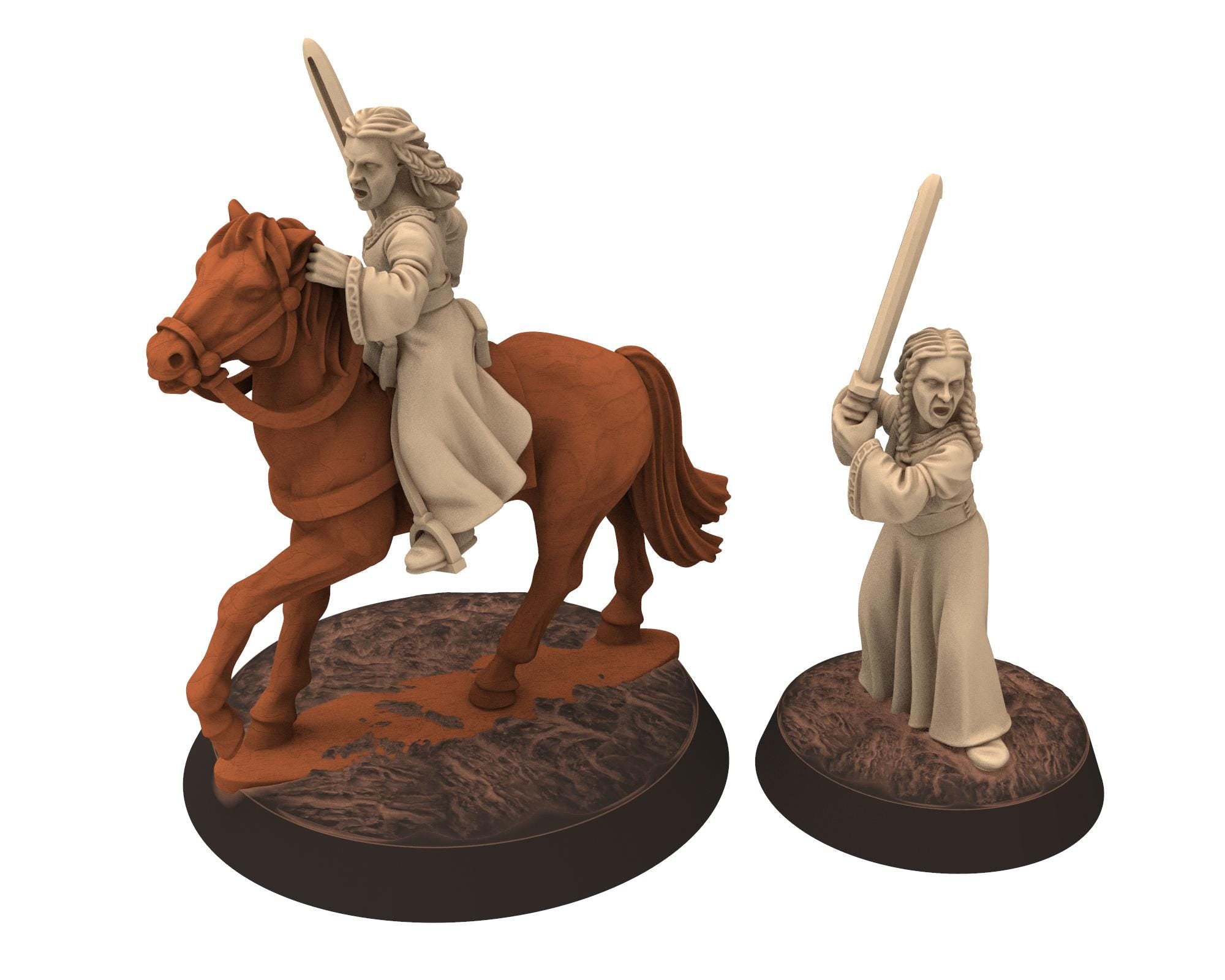 Vendel Era - Heroine Mounted and on foot, Germanic Tribe Warband, 7 century, miniatures 28mm for wargame Historical... Medbury miniature