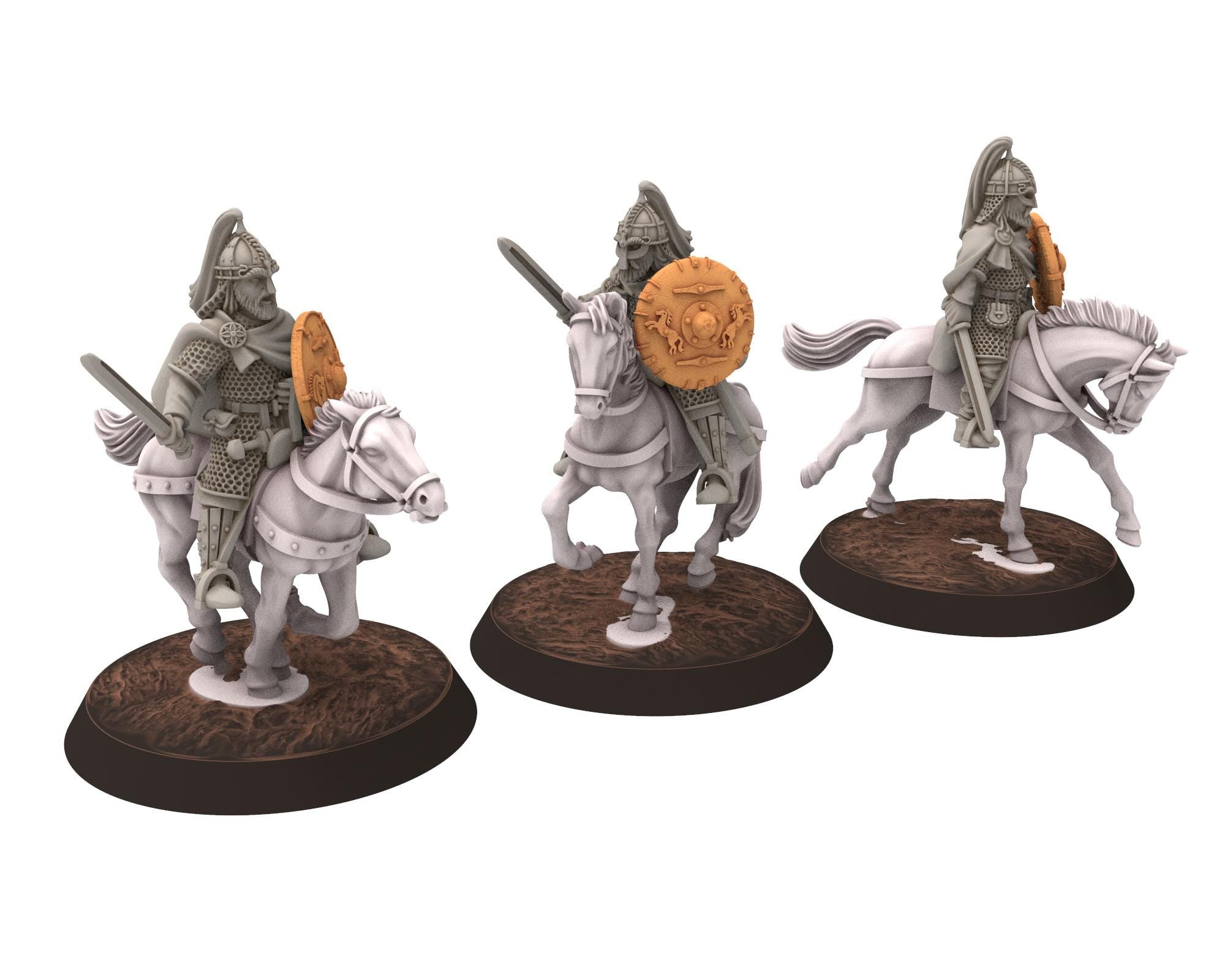 Rohan - Royal Bodyguards Spearmen Mounted, Knight of Rohan, the Horse-lords of the mark, minis for wargame D&D, Lotr... Medbury miniatures