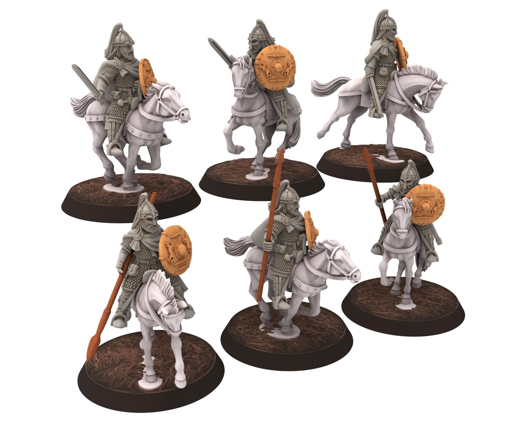 Rohan - Royal Bodyguards Spearmen Mounted, Knight of Rohan, the Horse-lords of the mark, minis for wargame D&D, Lotr... Medbury miniatures