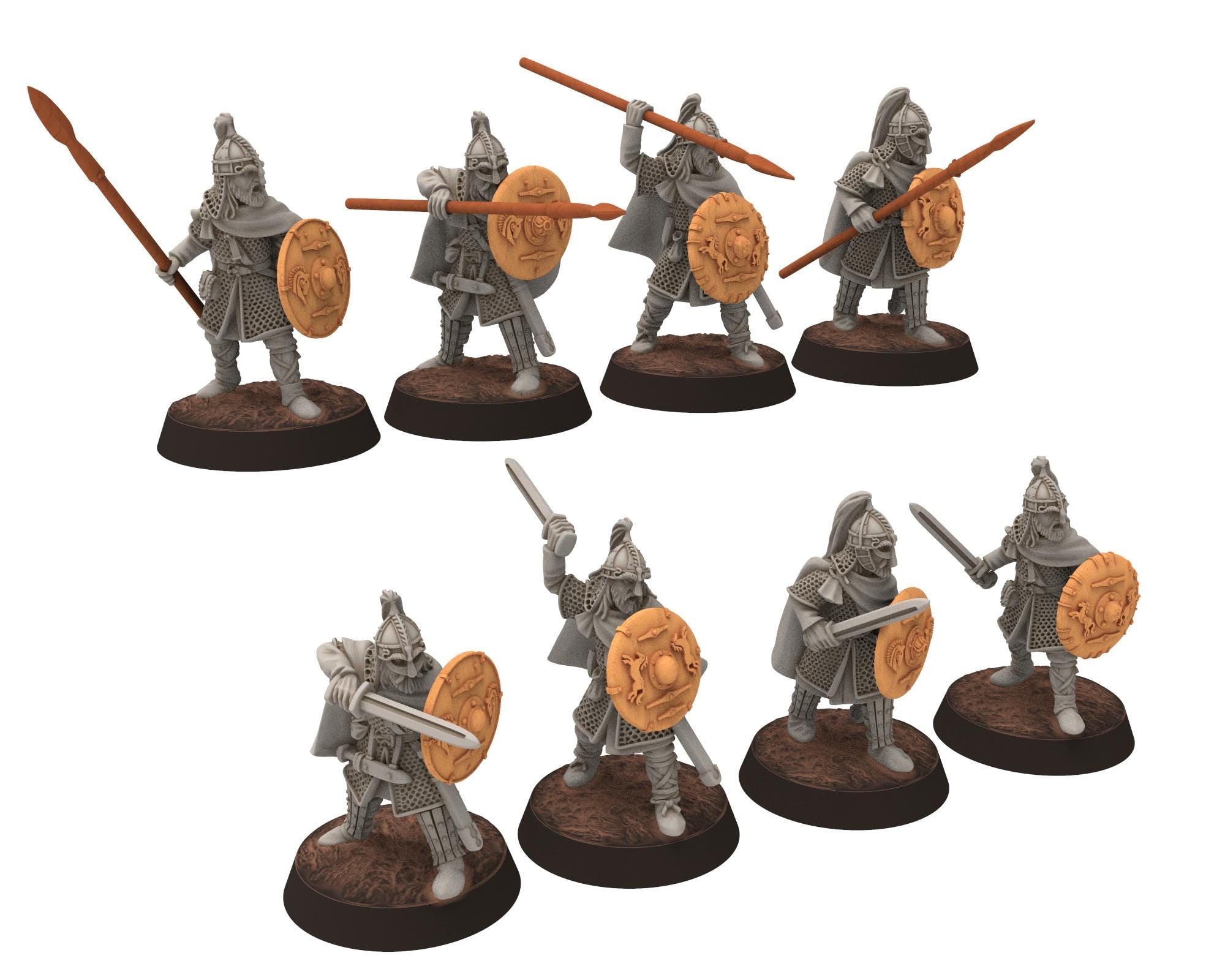 Rohan - Captain V2 on foot, Knight of Rohan, the Horse-lords of the mark, minis for wargame D&D, Lotr... Medbury miniatures