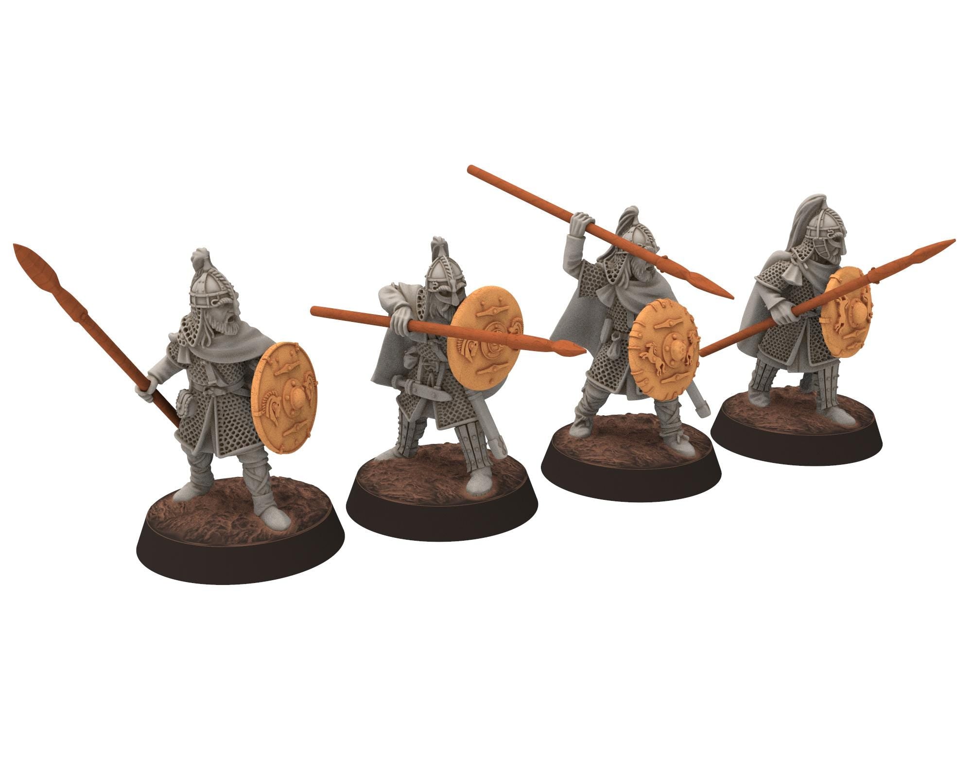 Rohan - Royal Bodyguards Spearmen Mounted, Knight of Rohan, the Horse-lords of the mark, minis for wargame D&D, Lotr... Medbury miniatures