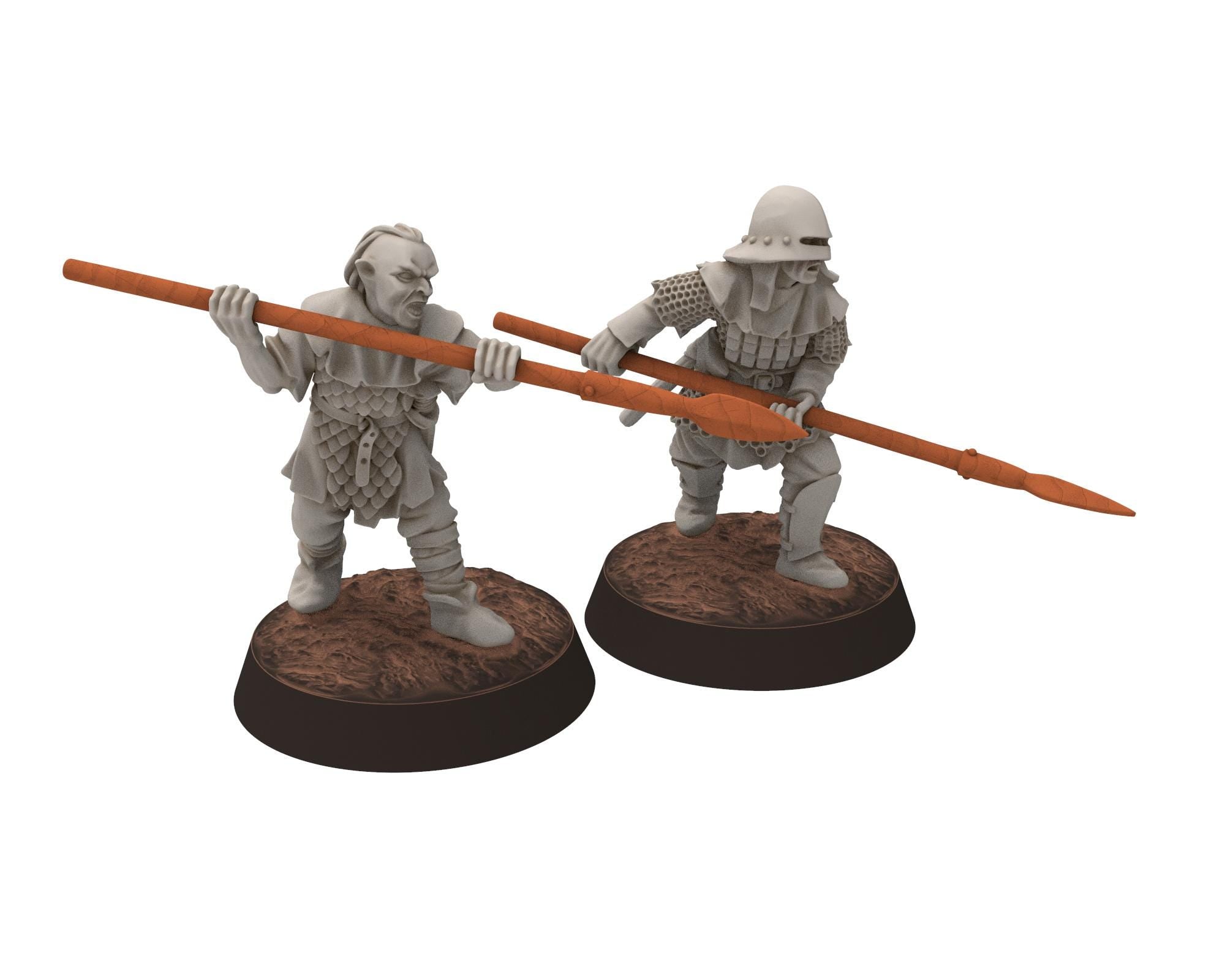 Orcs horde - Orc Billmen Halberd infantry, Orc warriors warband, Middle rings miniatures for wargame D&D, Lotr... Medbury miniatures