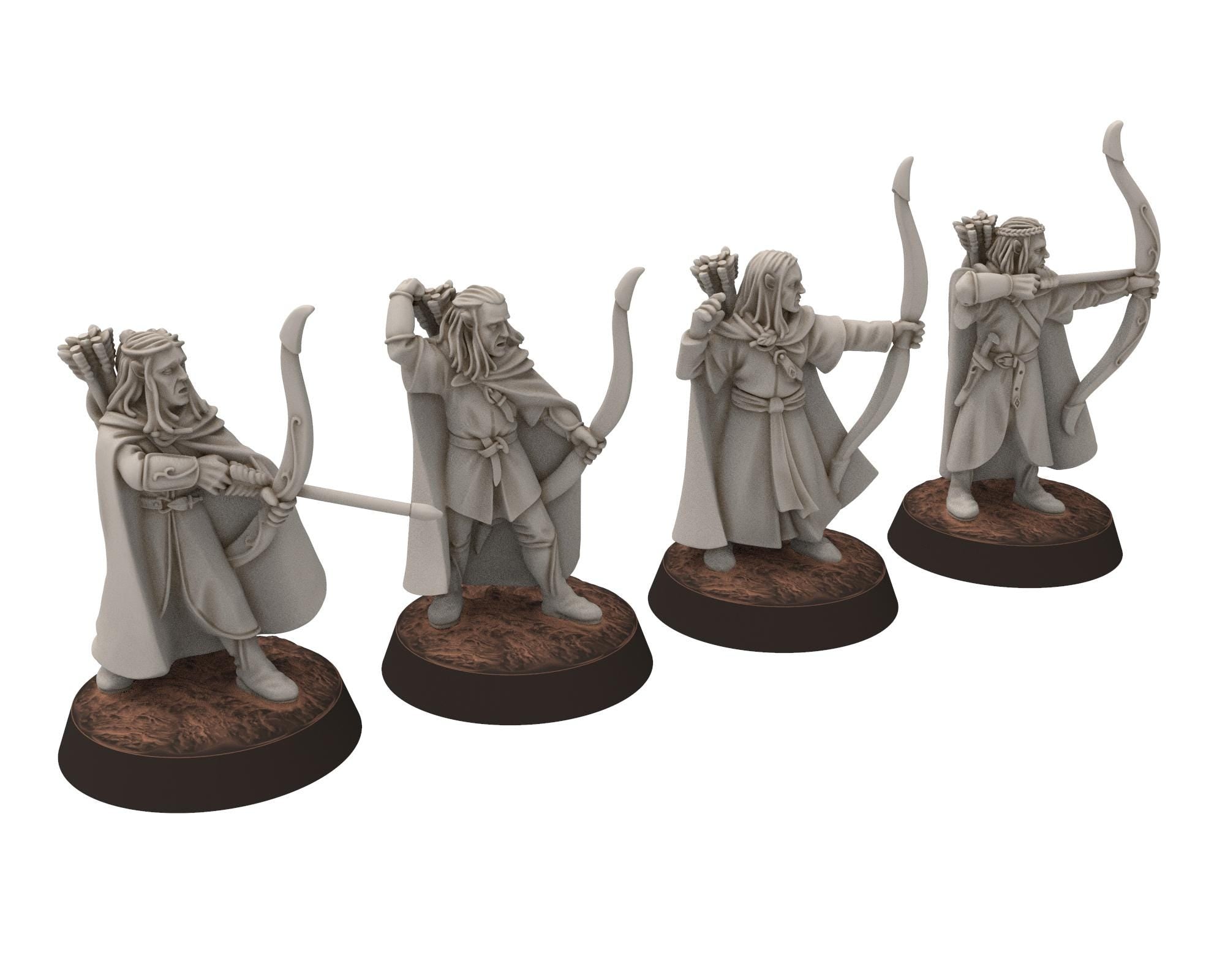 Darkwood - Elven Milita with Bows, Shooting, Sylvan Eldar Kingdom, Middle rings miniatures for wargame D&D, LOTR, Medbury miniatures