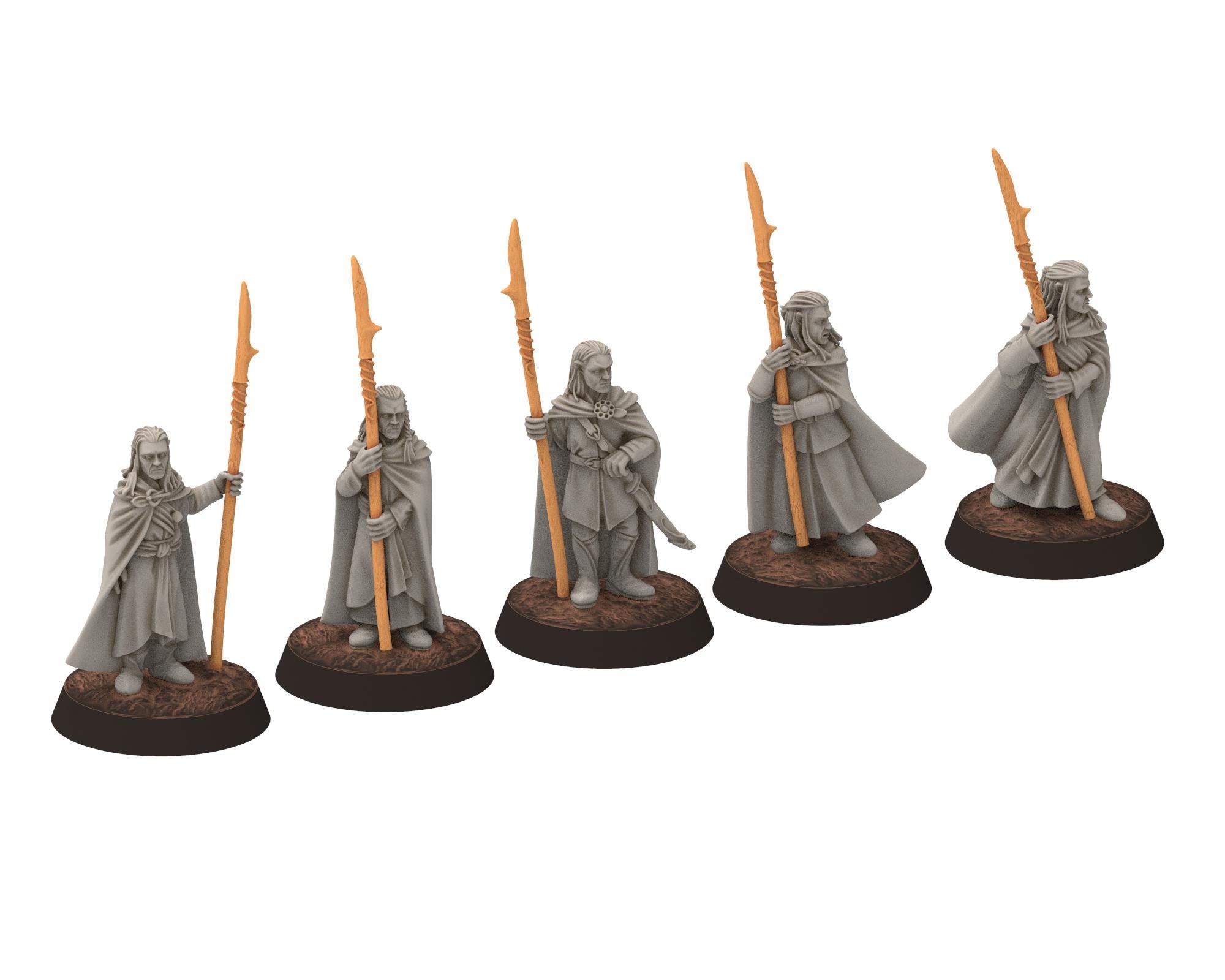Darkwood - Elven Milita with Spears, Resting, Sylvan Eldar Kingdom, Middle rings miniatures for wargame D&D, LOTR, Medbury miniatures
