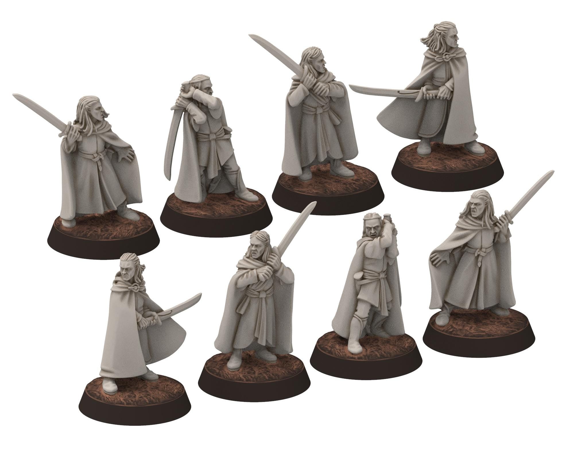 Darkwood - Elven Milita with Large Elven Swords, Sylvan Eldar Kingdom, Middle rings miniatures for wargame D&D, LOTR, Medbury miniatures