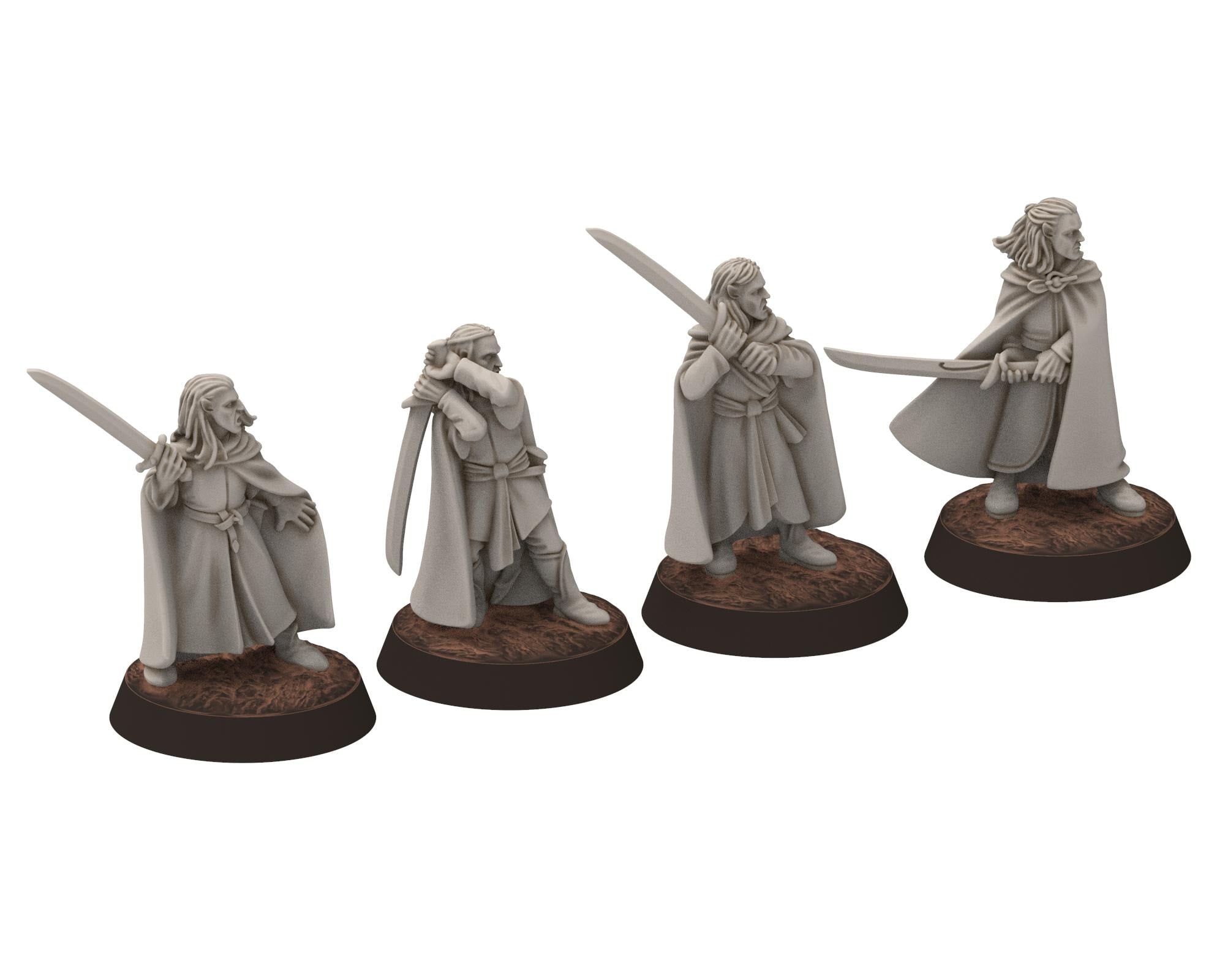 Darkwood - Elven Milita with Large Elven Swords, Sylvan Eldar Kingdom, Middle rings miniatures for wargame D&D, LOTR, Medbury miniatures