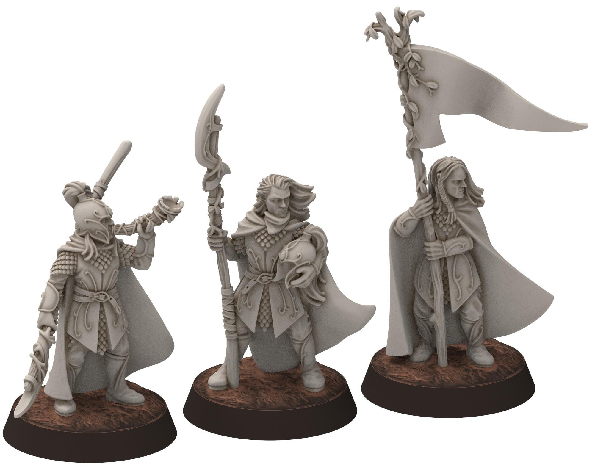 Darkwood - Wood Elf spearmen, Sylvan Eldar Kingdom, Middle rings miniatures for wargame D&D, LOTR, Medbury miniatures