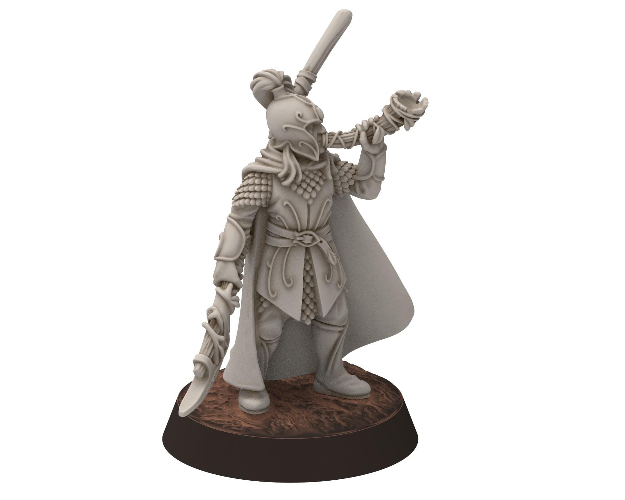 Darkwood - Wood Elf spearmen with shields V2, Sylvan Eldar Kingdom, Middle rings miniatures for wargame D&D, LOTR, Medbury miniatures