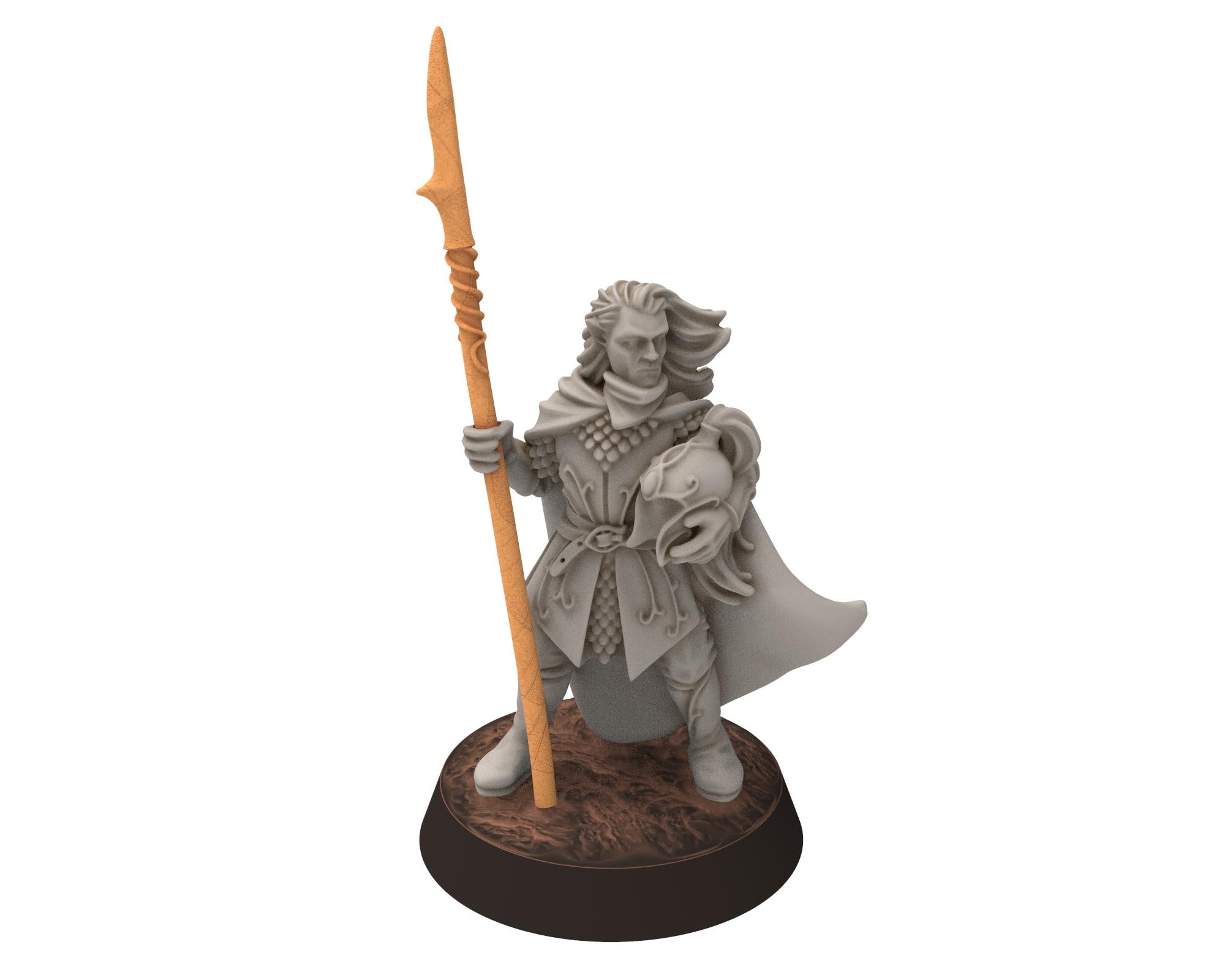 Darkwood - Wood Elf spearmen with shields V2, Sylvan Eldar Kingdom, Middle rings miniatures for wargame D&D, LOTR, Medbury miniatures