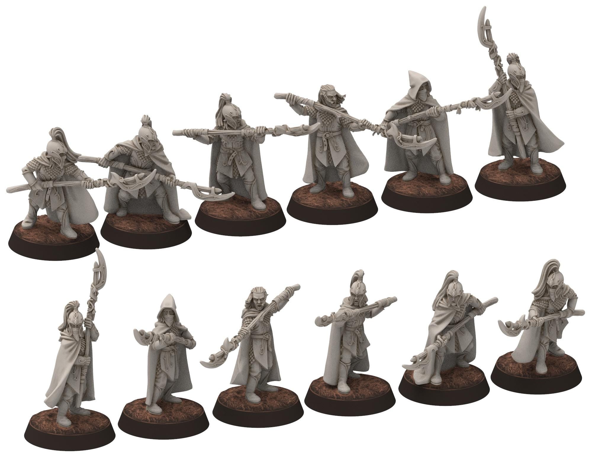 Darkwood - Wood Elf spearmen, Sylvan Eldar Kingdom, Middle rings miniatures for wargame D&D, LOTR, Medbury miniatures