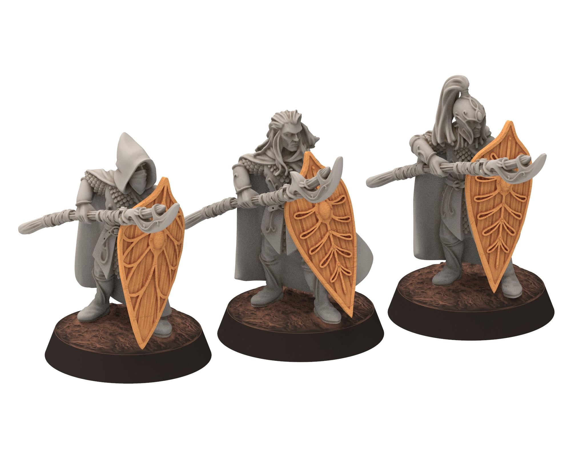 Darkwood - Wood Elf spearmen Bundle, Sylvan Eldar Kingdom, Middle rings miniatures for wargame D&D, LOTR, Medbury miniatures